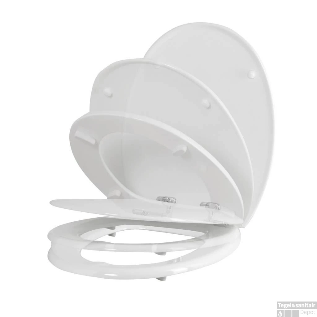 Toiletzitting Allibert Sunshine Geperst Hout 36,8x6,1x44 Cm Soft-Close Wit