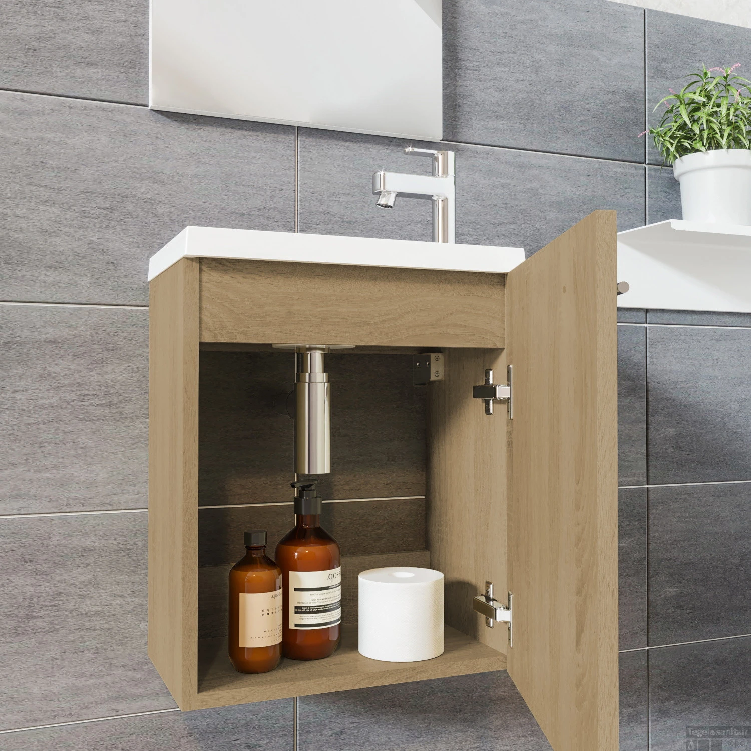 Allibert Belem Pack Fonteinmeubel 40 Cm Eik Hamilton 40x51x25 Cm - Afbeelding 3