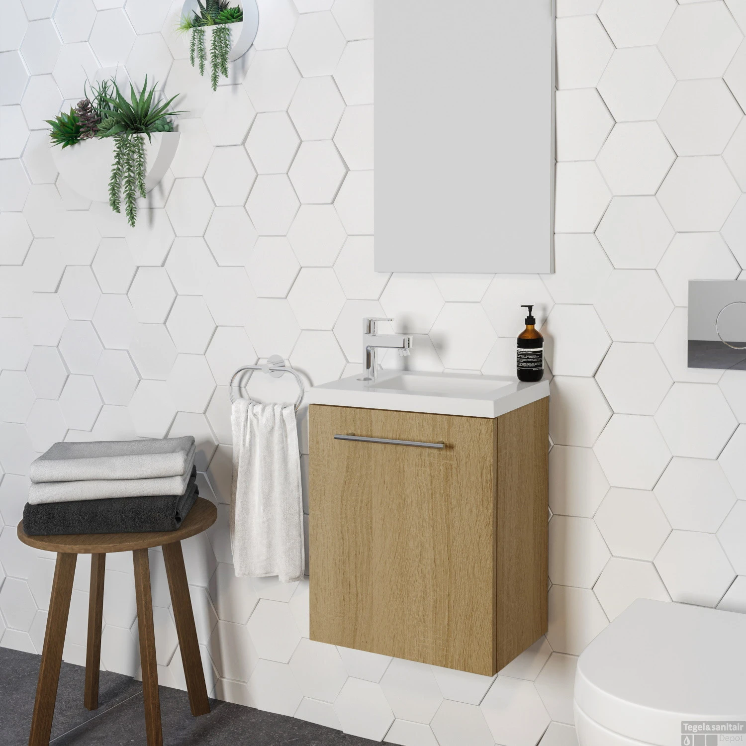 Allibert Belem Pack Fonteinmeubel 40 Cm Eik Hamilton 40x51x25 Cm - Afbeelding 2