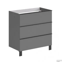 Wastafelonderkast Allibert Santiago Olav 3 Lades Soft Close Mat Grijs Onyx 80x75x46 Cm