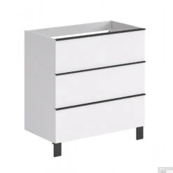 Wastafelonderkast Allibert Santiago Olav 3 Lades Soft Close Glanzend Wit 80x75x46 Cm