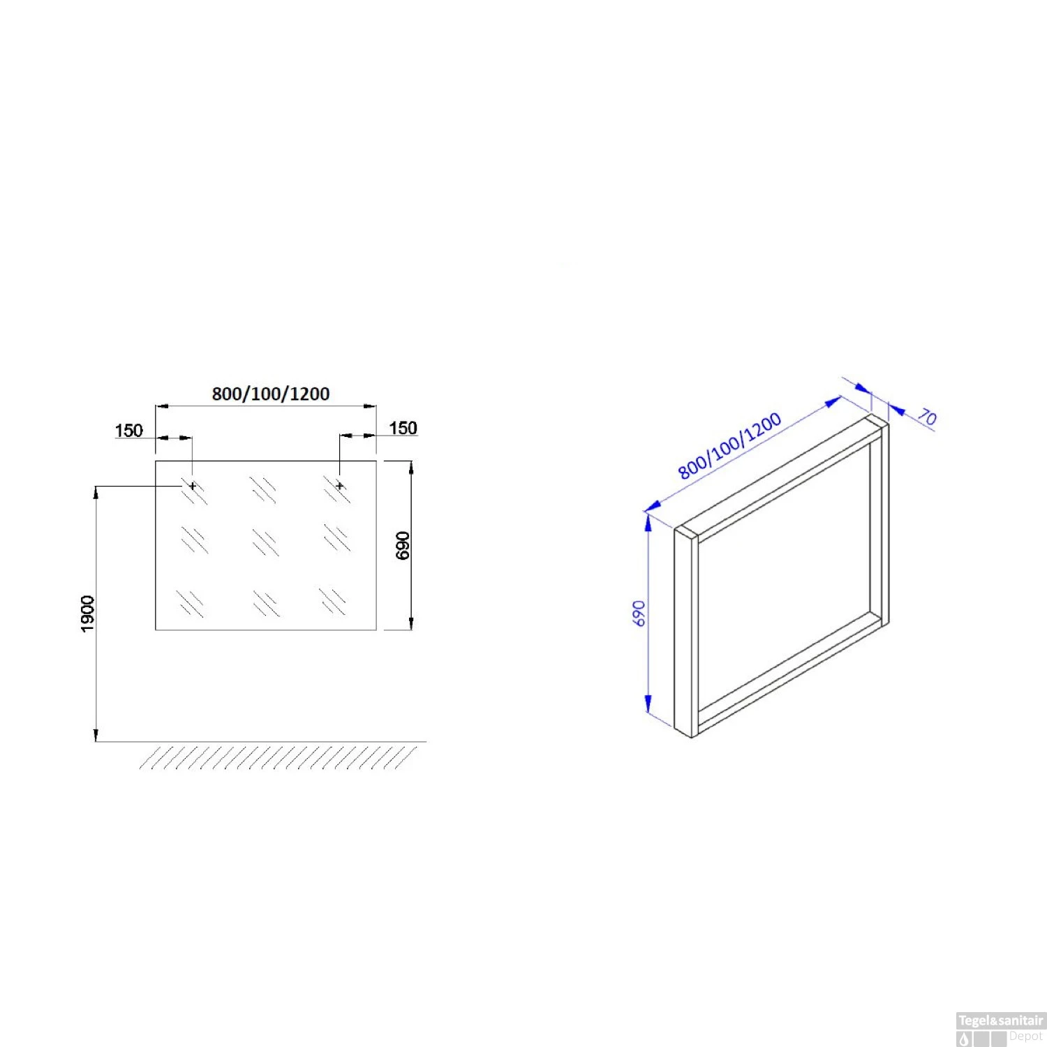 Allibert Spiegel Sorento 100 Cm Eiken Cognac - Afbeelding 2