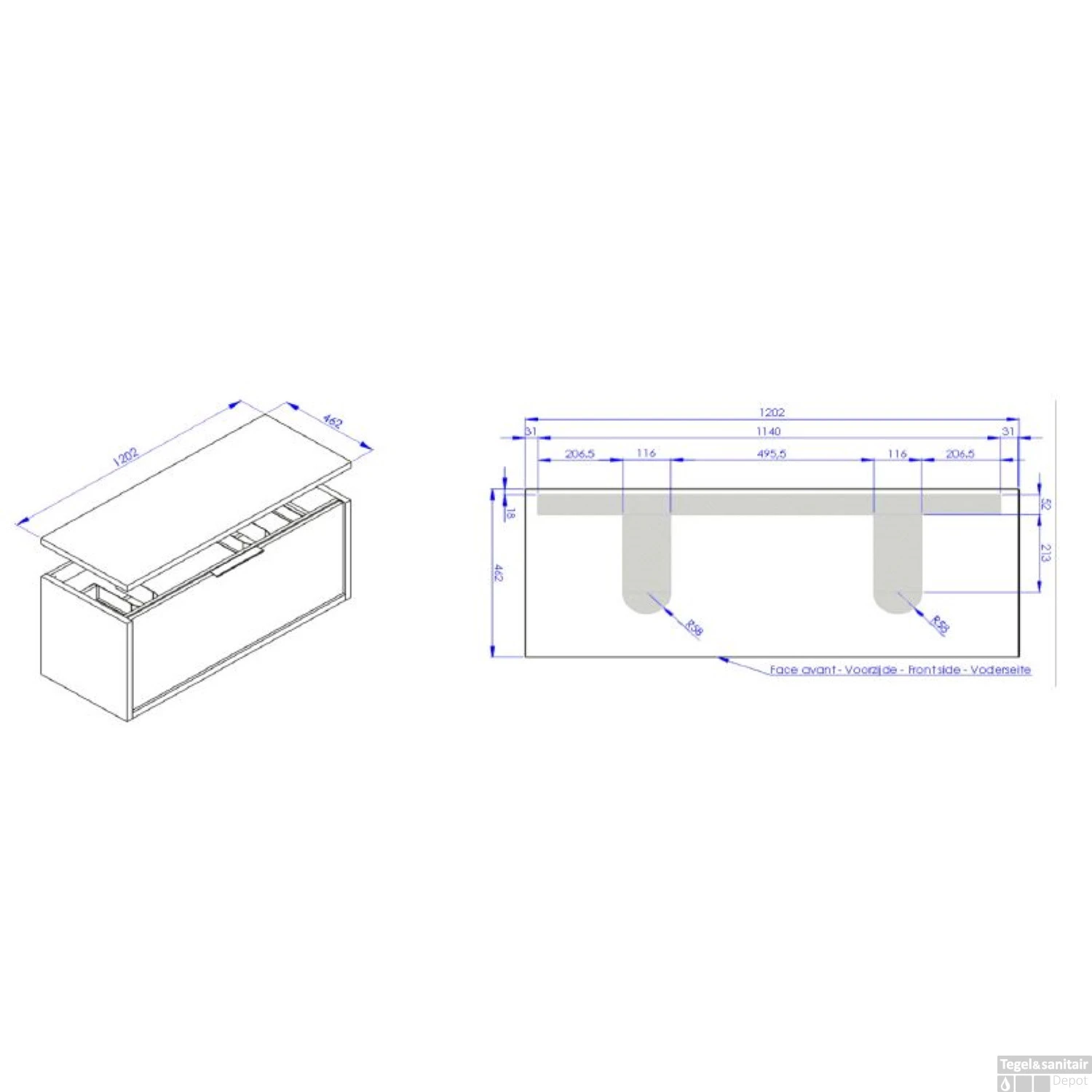Allibert Wastafelonderblad Sorento 120 Cm Eik Halifax - Afbeelding 2