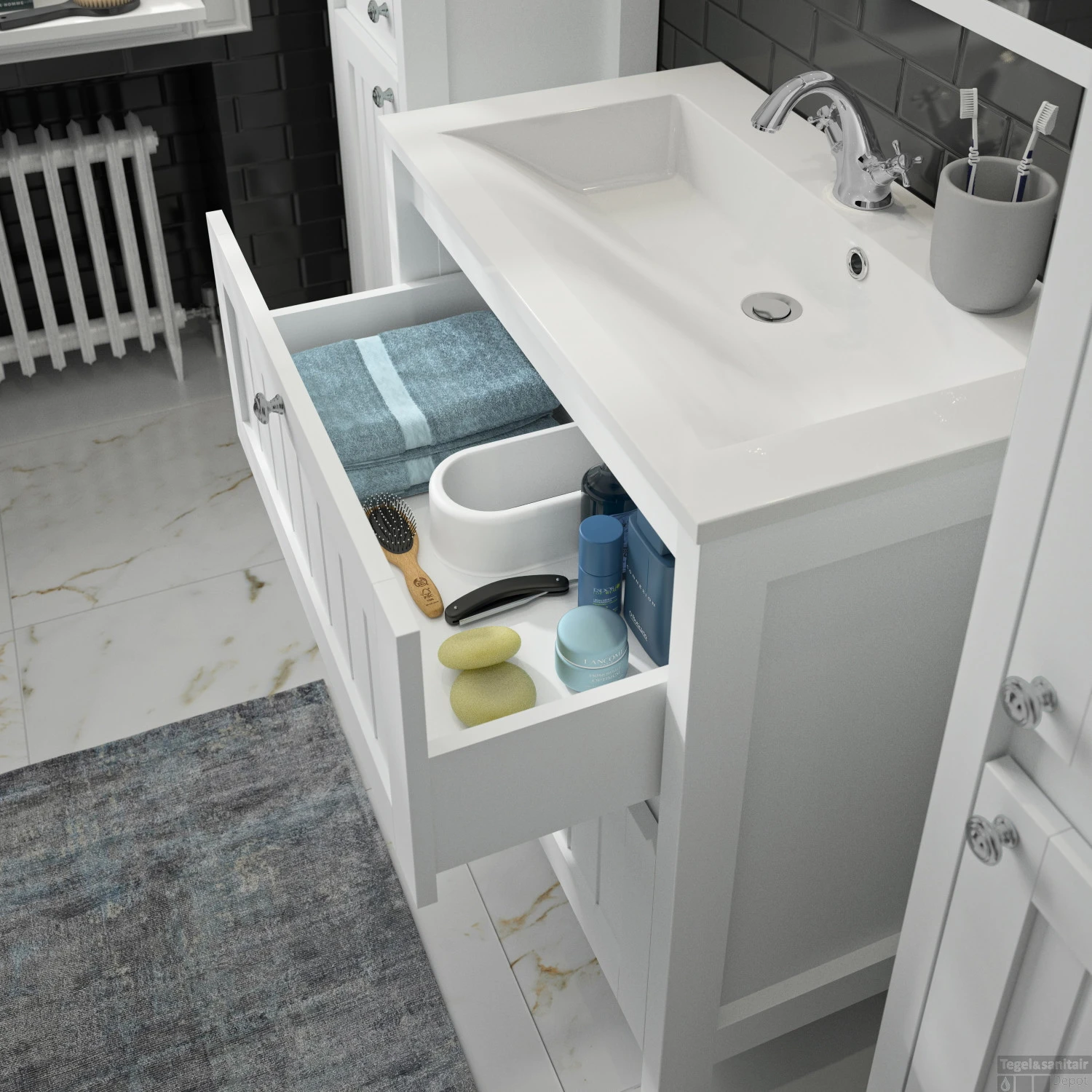 Allibert Wastafelonderkast America 79 Cm Staand Mat Wit 79x86x45.5 Cm - Afbeelding 2