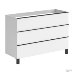 Wastafelonderkast Allibert Santiago Olav 3 Lades Soft Close Glanzend Wit 120x75x46 Cm