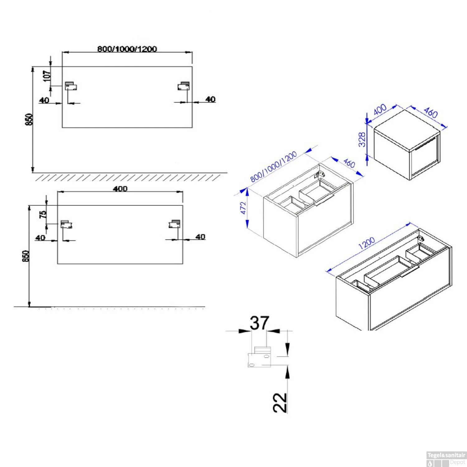Allibert Wastafelonderkast Sorento 120 Cm Sifon Uitsparing Gecentreerd Eik Halifax - Afbeelding 2