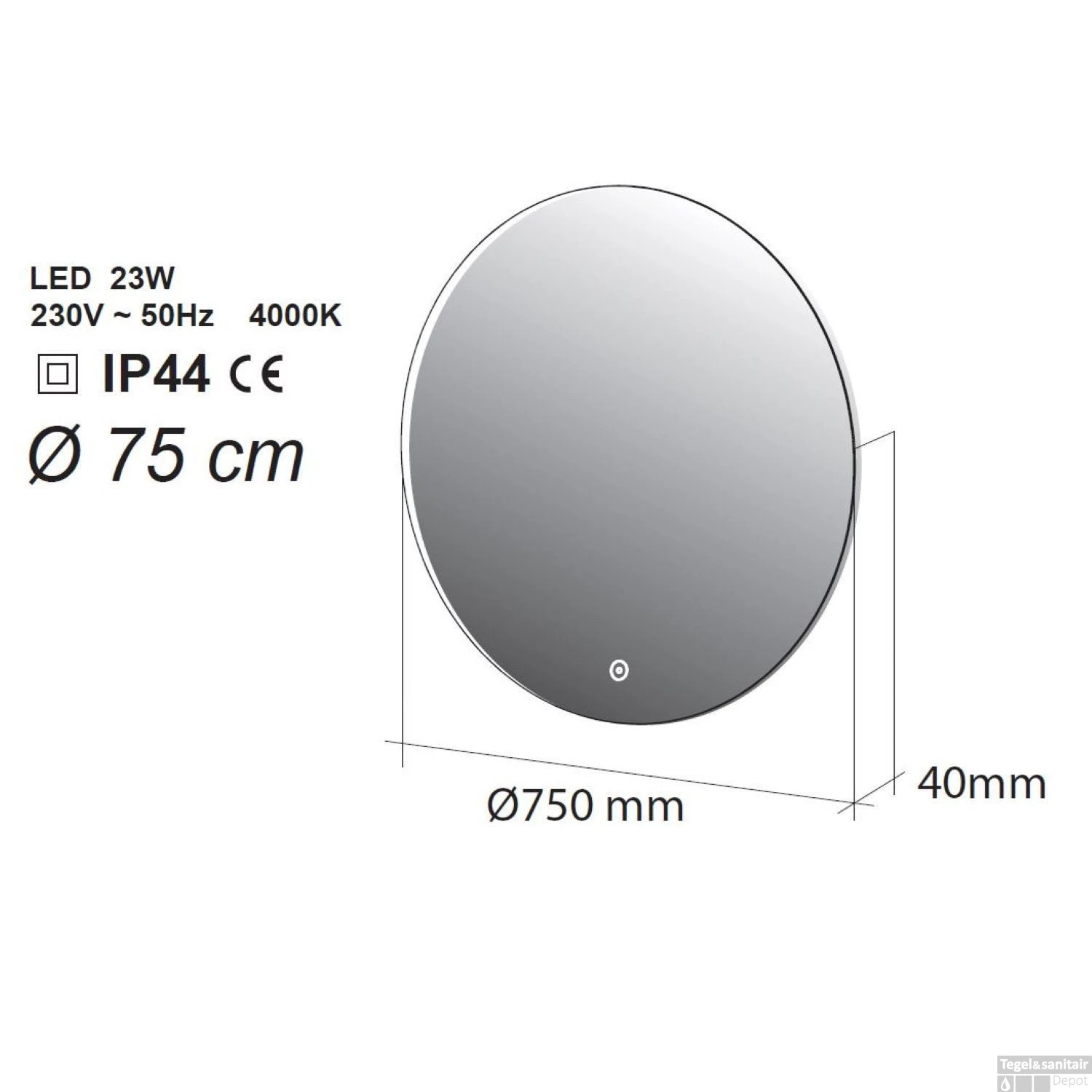 Badkamerspiegel Allibert Aloy LED Verlichting 75 Cm - Afbeelding 2