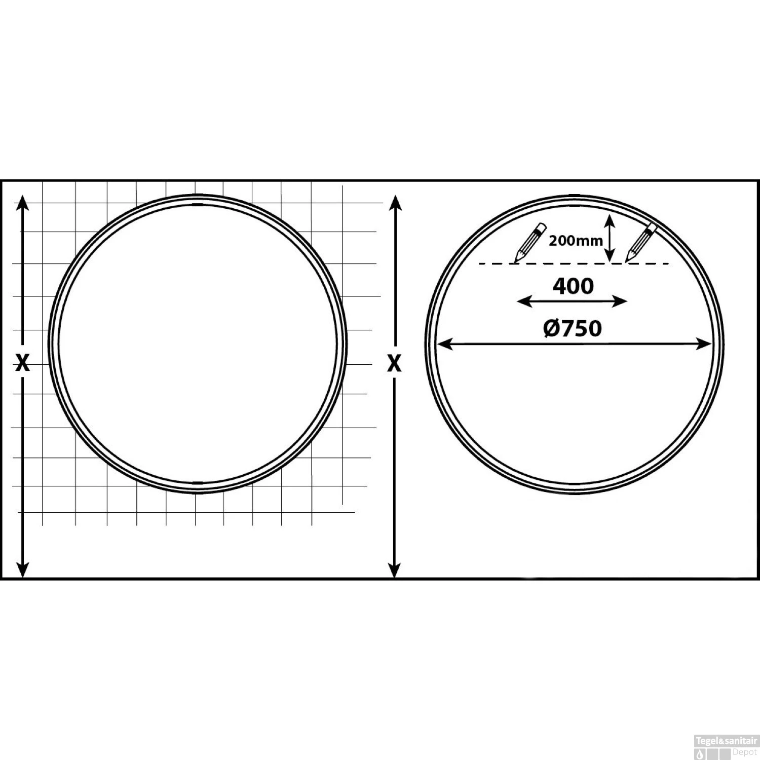 Badkamerspiegel Allibert Jed Rond Inclusief Verlichting 75 Cm - Afbeelding 2