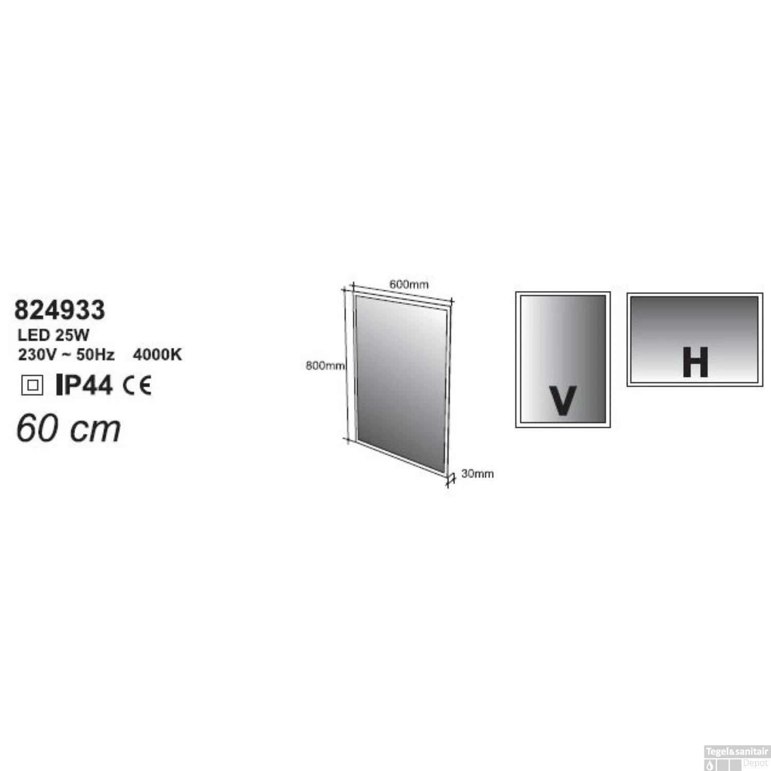 Badkamerspiegel Allibert Kold LED Verlichting Rechthoek 60x80x3 Cm - Afbeelding 2