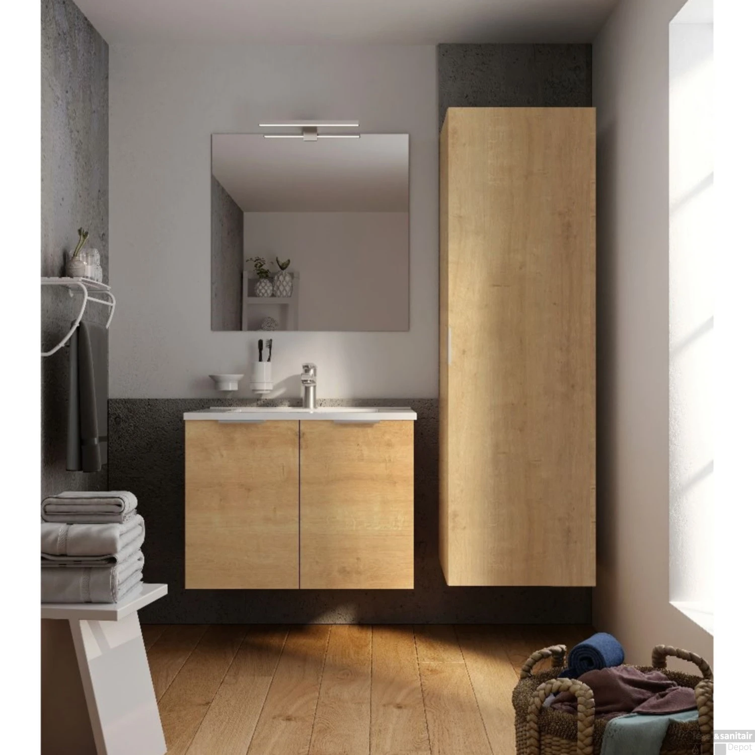 Badmeubelset Allibert Euro Pack 60cm Eik Arlington (Flat Pack) - Afbeelding 4