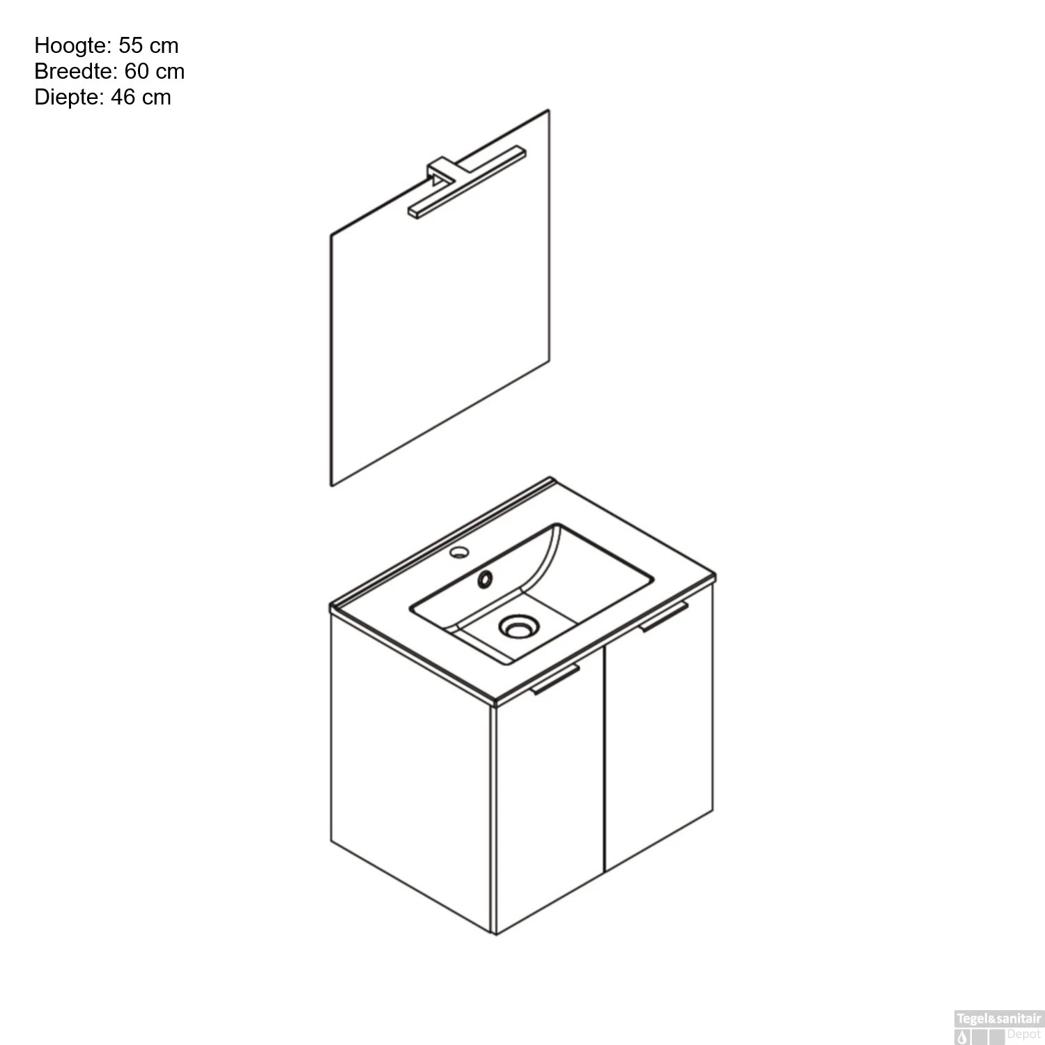 Badmeubelset Allibert Euro Pack 60cm Eik Arlington (Flat Pack) - Afbeelding 3