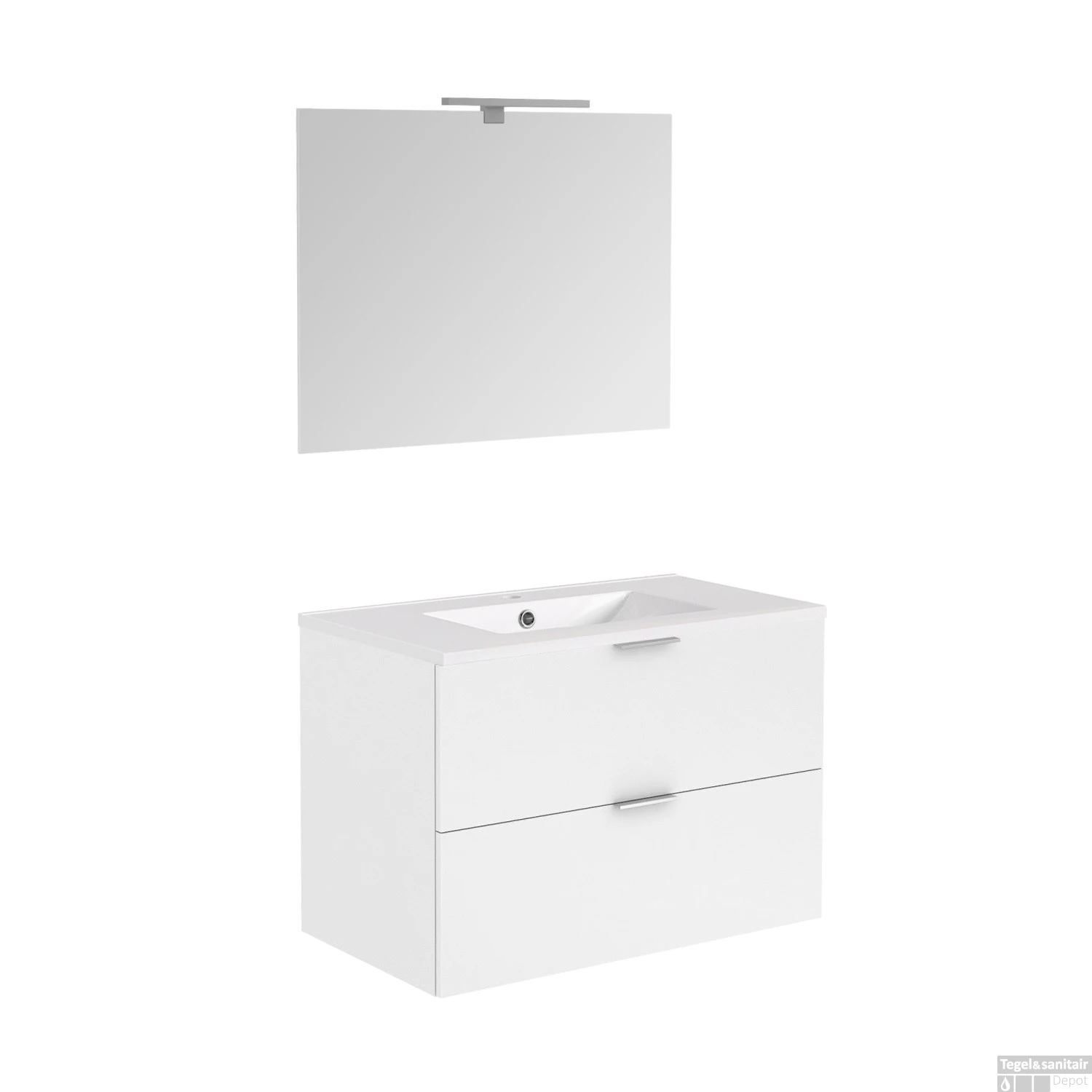 Badmeubelset Allibert Euro Pack 80 Cm 2 Lades Glans Wit (Flat Pack)