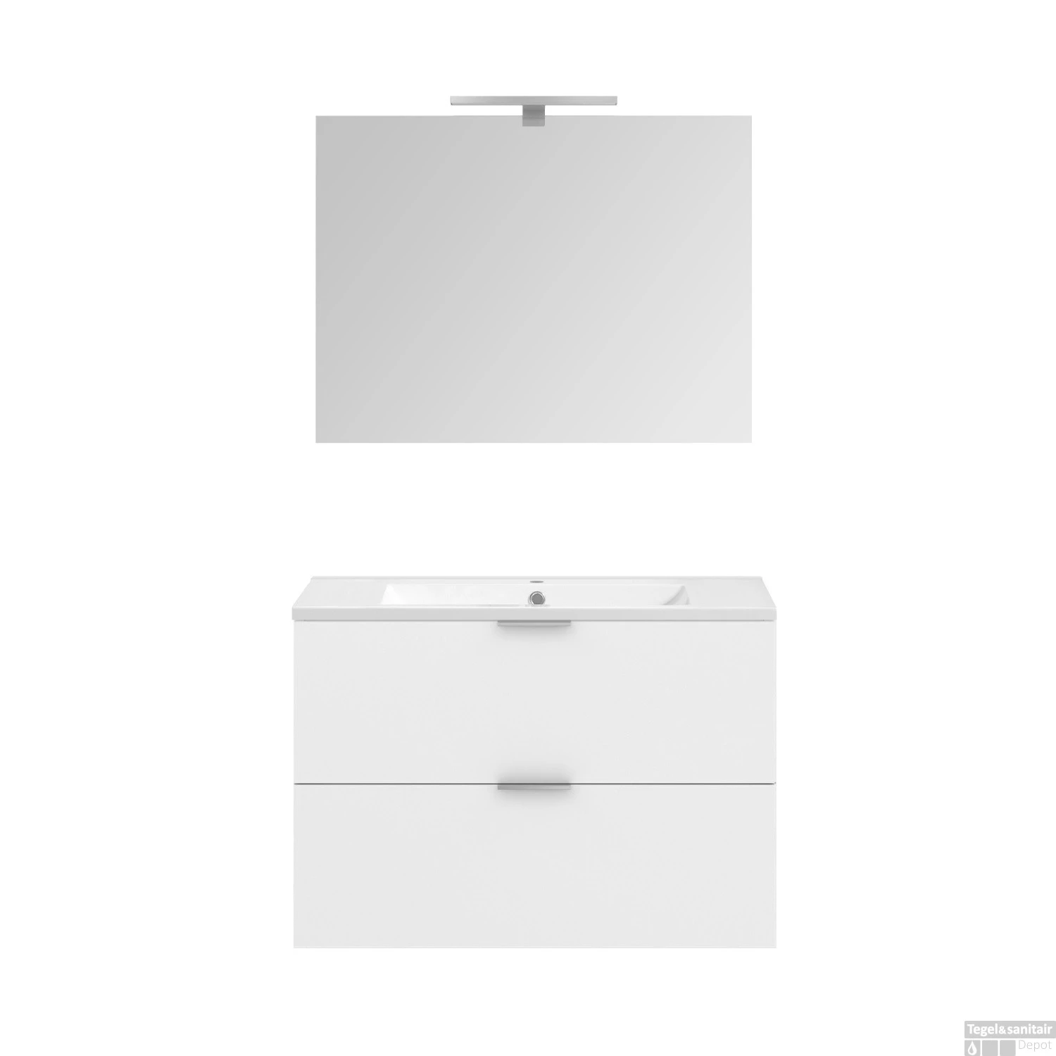 Badmeubelset Allibert Euro Pack 80 Cm 2 Lades Glans Wit (Flat Pack) - Afbeelding 2