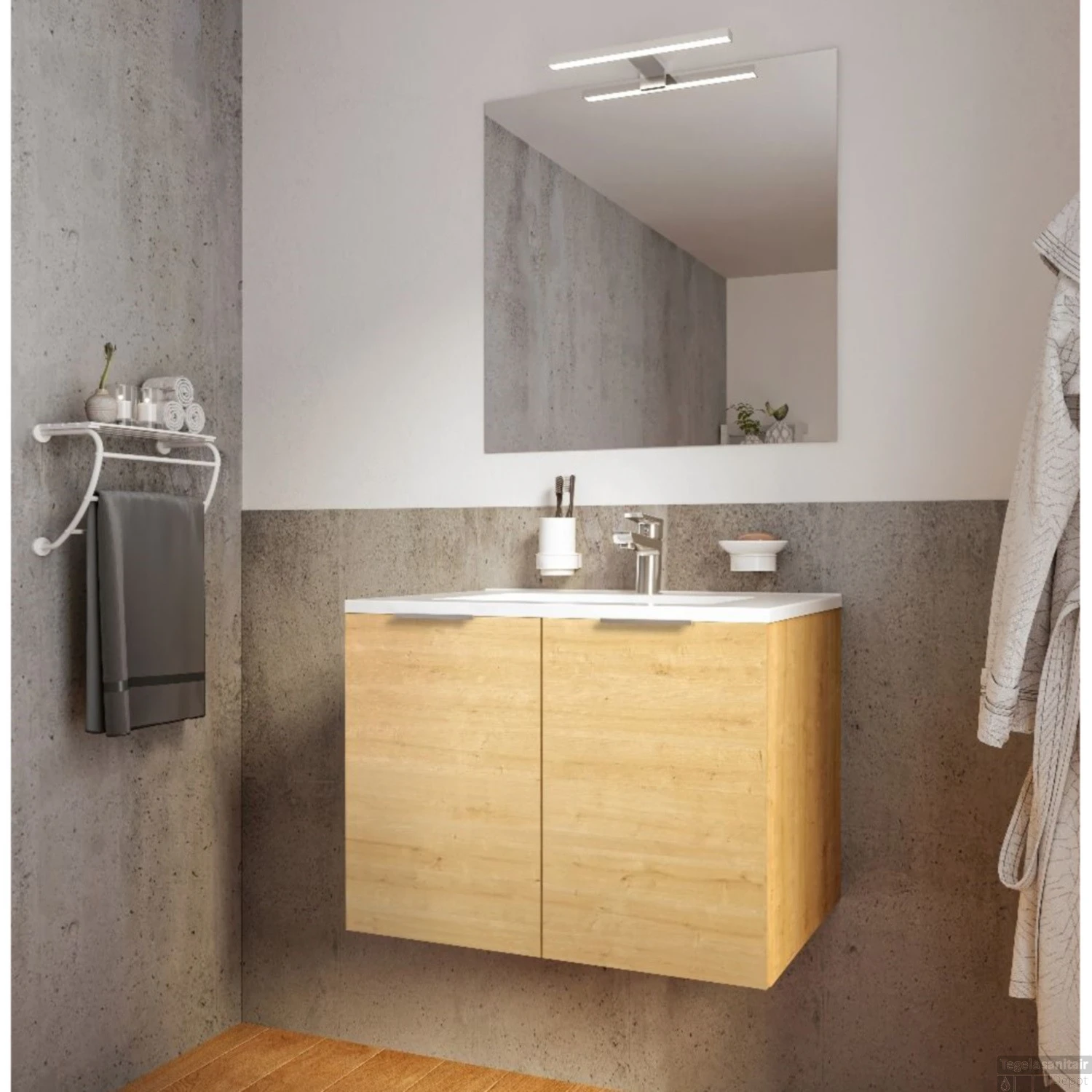 Badmeubelset Allibert Euro Pack 80cm Eik Arlington (Flat Pack) - Afbeelding 3