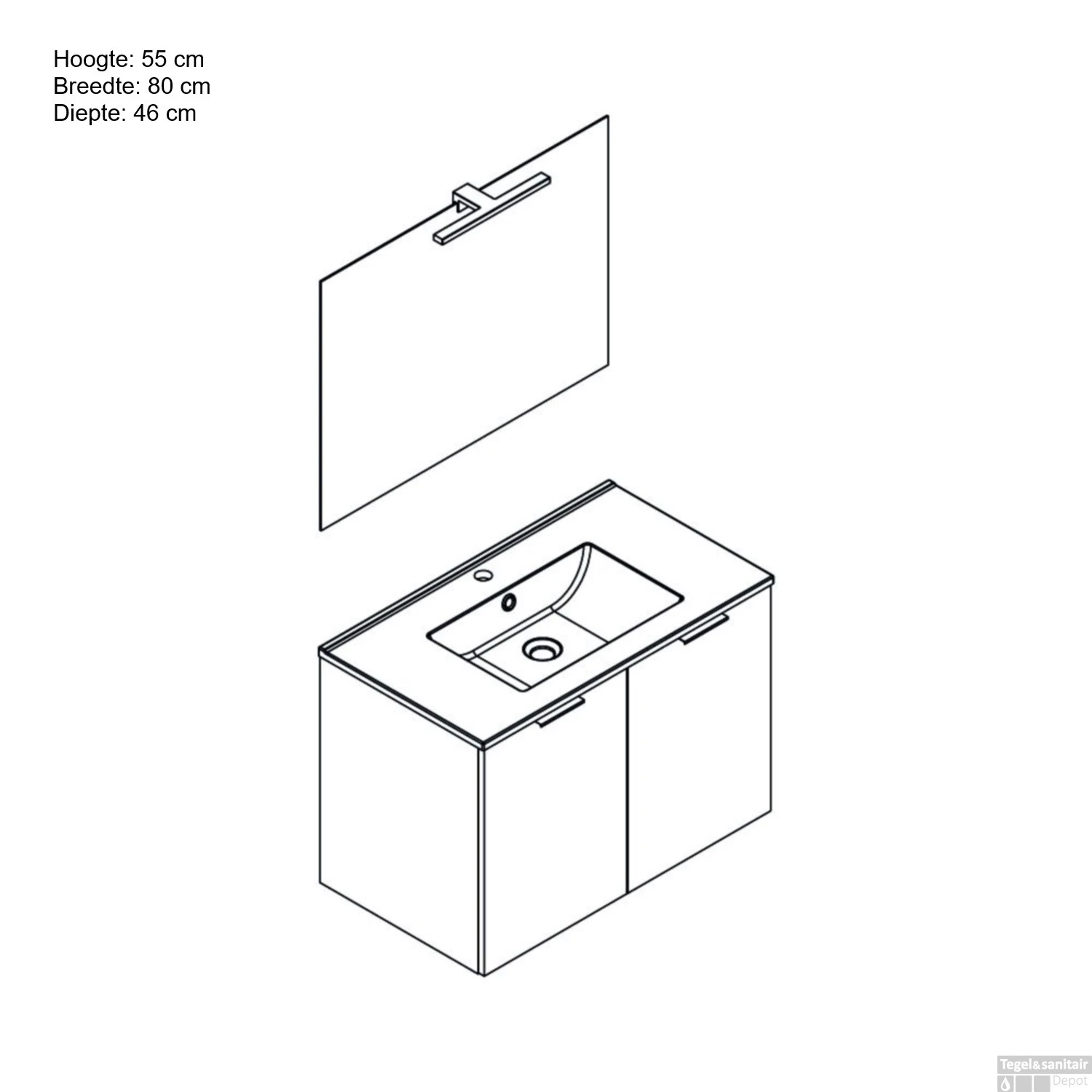 Badmeubelset Allibert Euro Pack 80cm Eik Arlington (Flat Pack) - Afbeelding 4