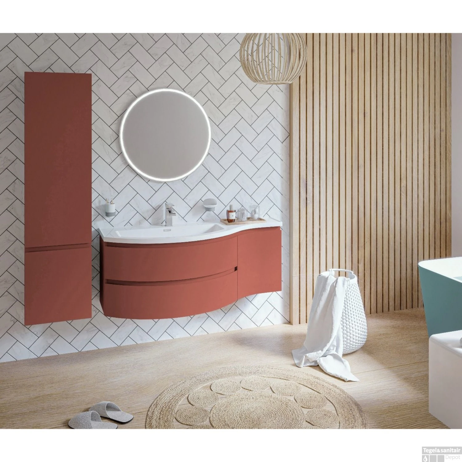 Badmeubelset Allibert Verso 130 Cm Mat Terracotta - Afbeelding 4