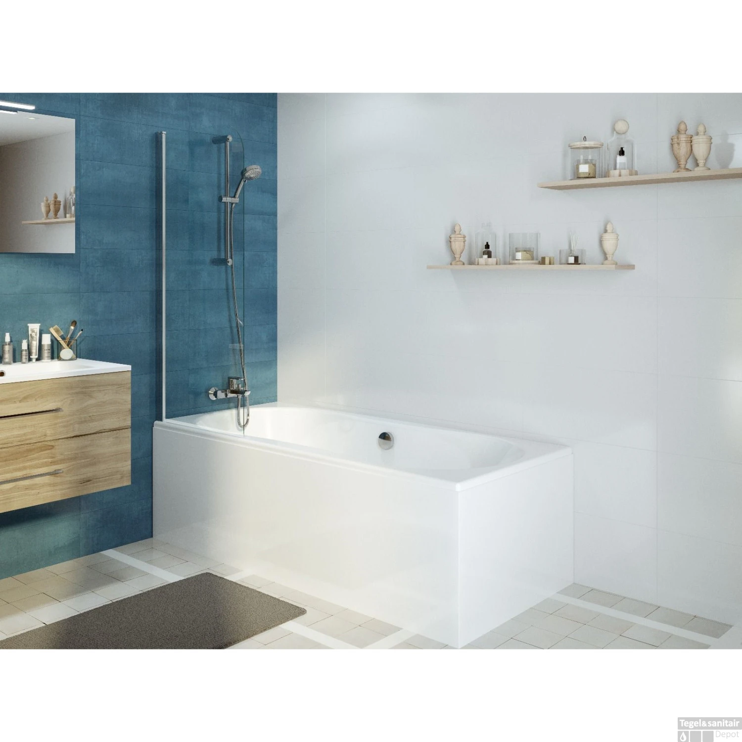 Badwand Allibert Kordo 66-68x140 Cm Chroom - Afbeelding 2