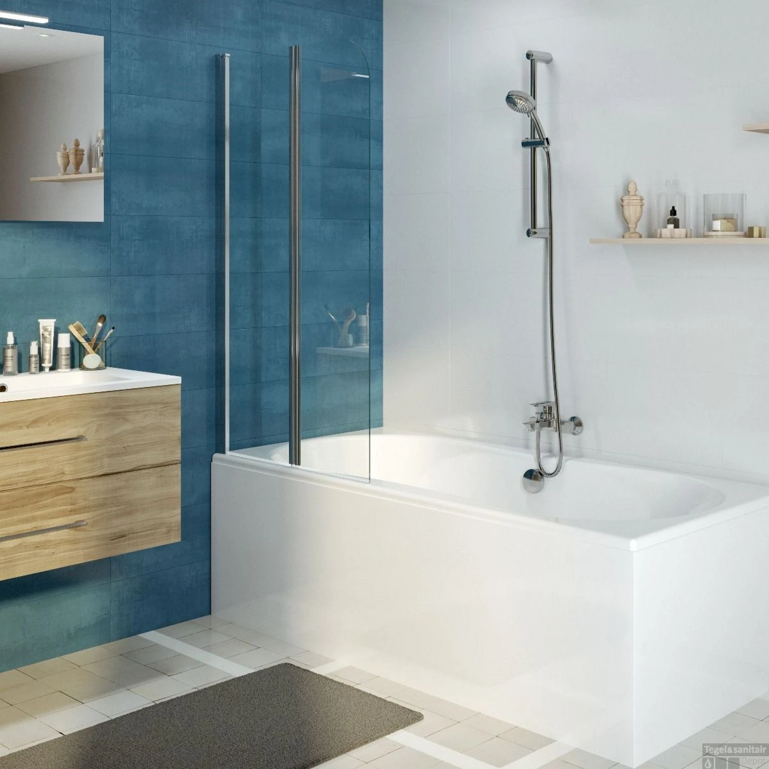 Badwand Allibert Kordo 80-82x140 Cm Chroom - Afbeelding 2