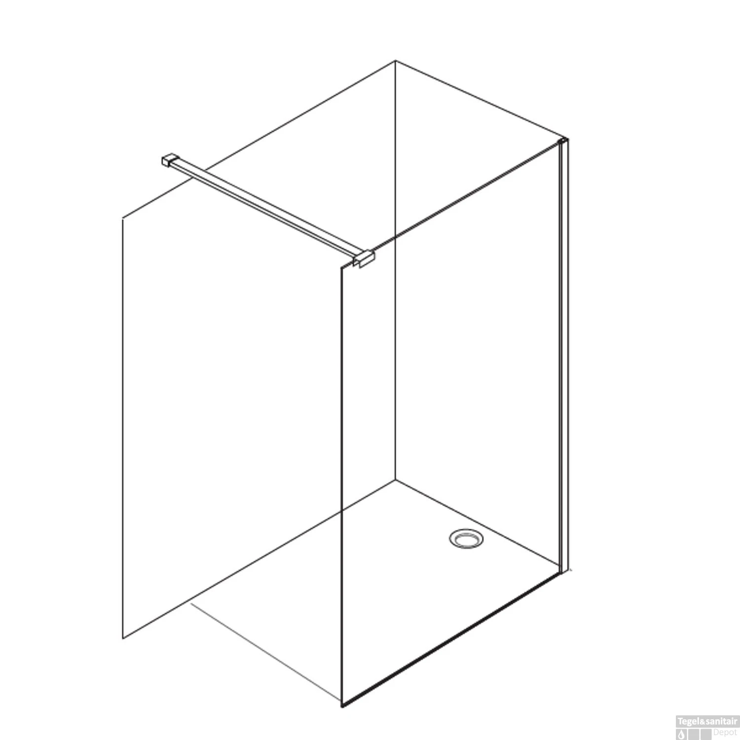 Inloopdouche Allibert Colors 117-120x200 Cm Zwart - Afbeelding 2