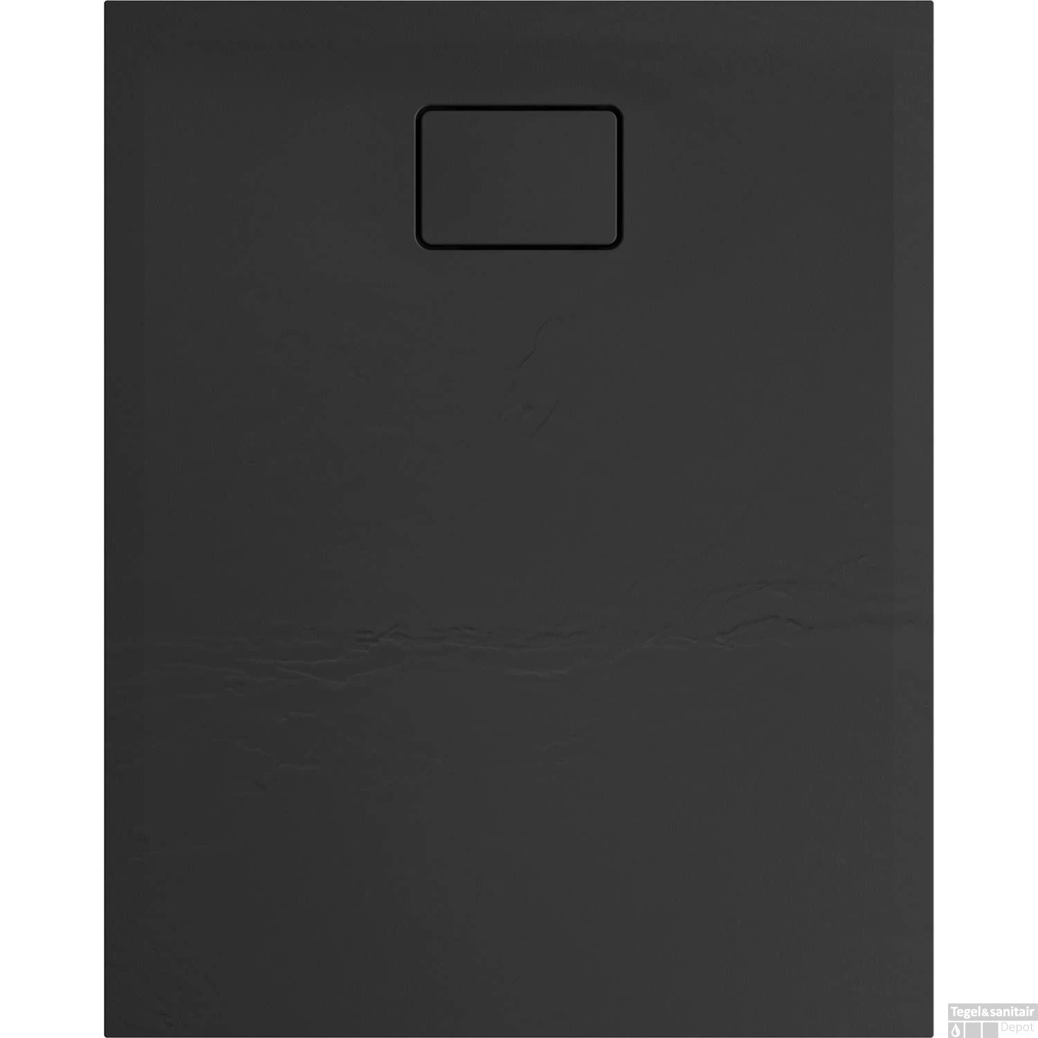 Douchebak Allibert Terreno Rechthoek Inbouw Polybeton 100x80 Cm Bazalt Zwart