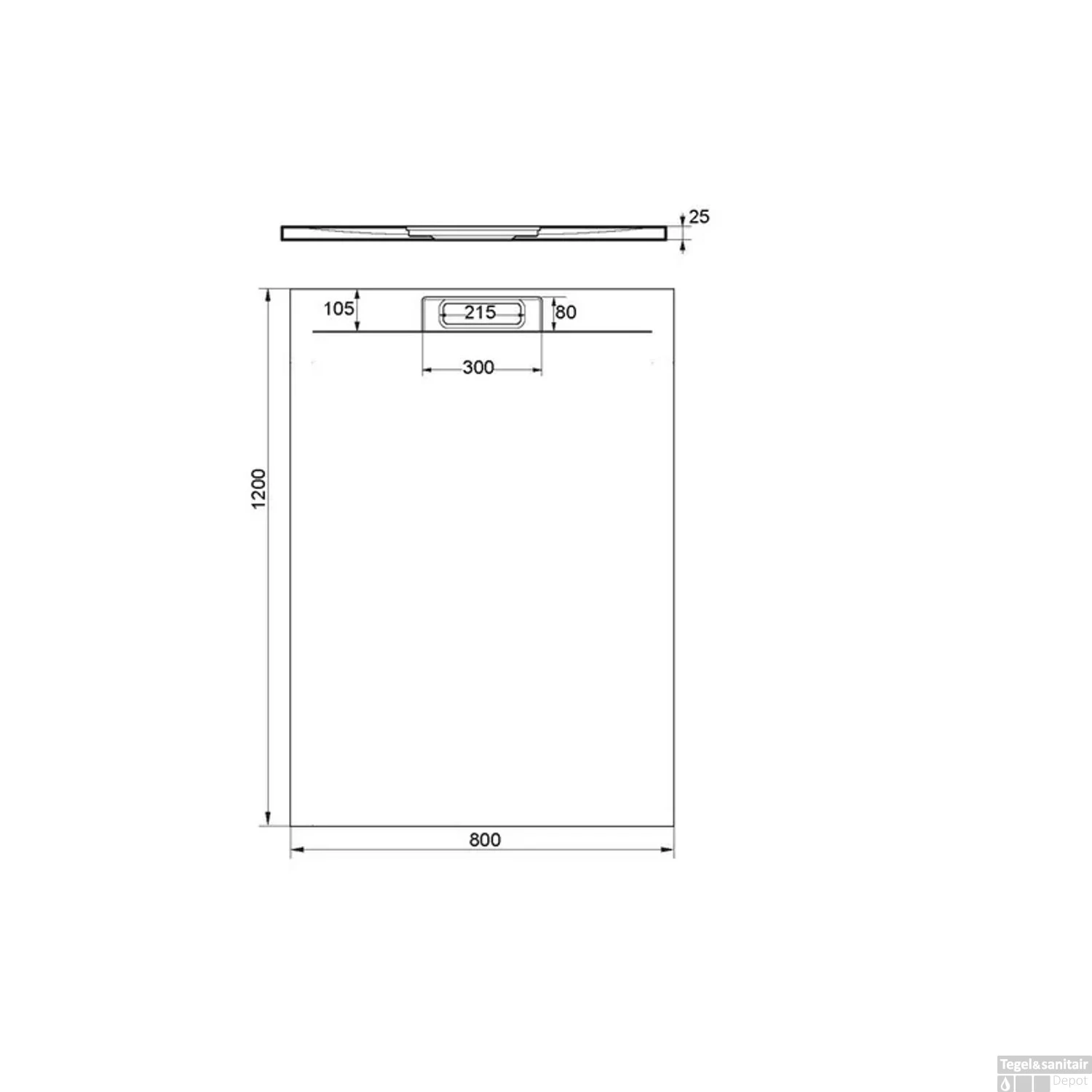 Douchebak + Sifon Allibert Rectangle 120x80 Cm Eucalyptus Groen - Afbeelding 2