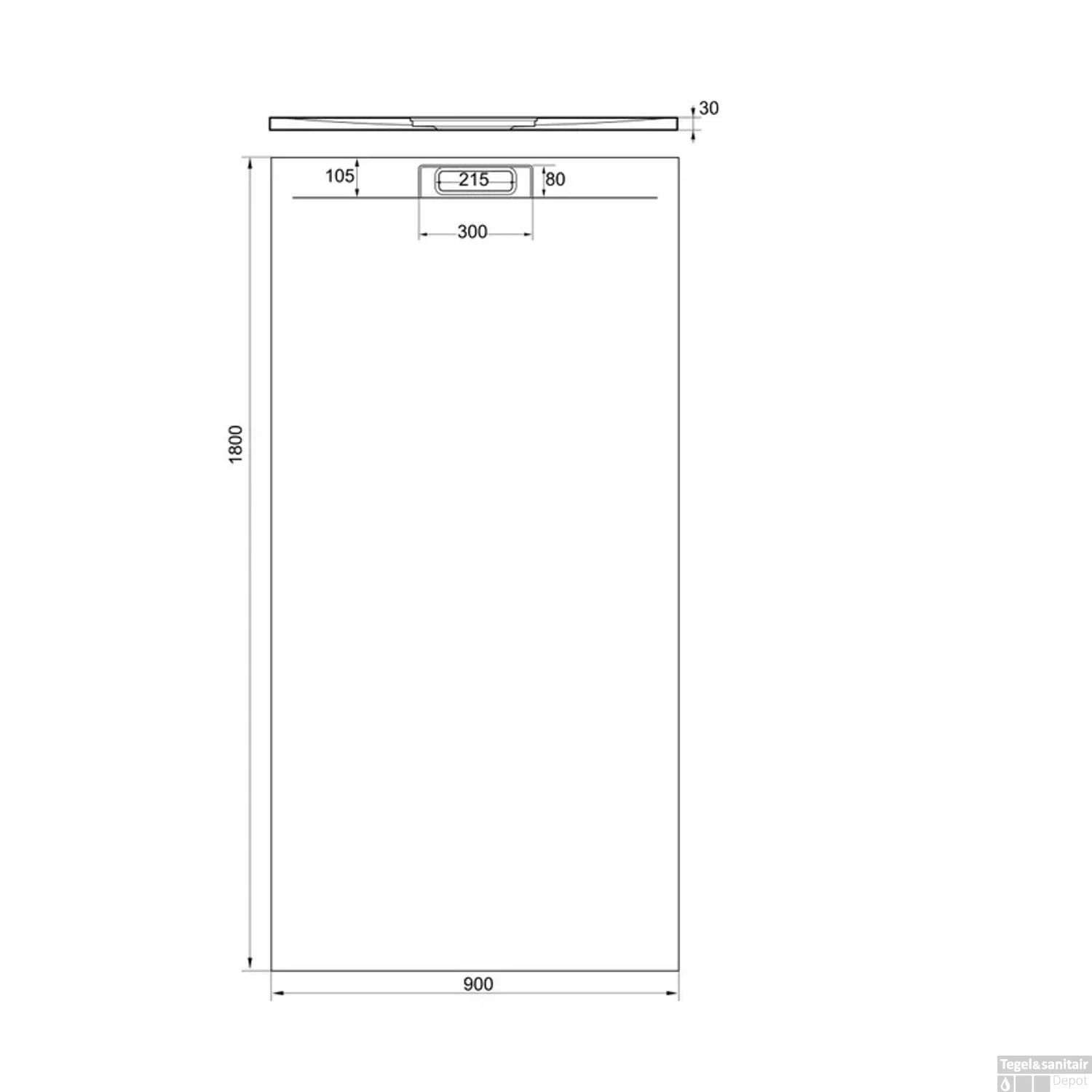 Douchebak + Sifon Allibert Rectangle 180x90 Cm Mat Okergeel - Afbeelding 2