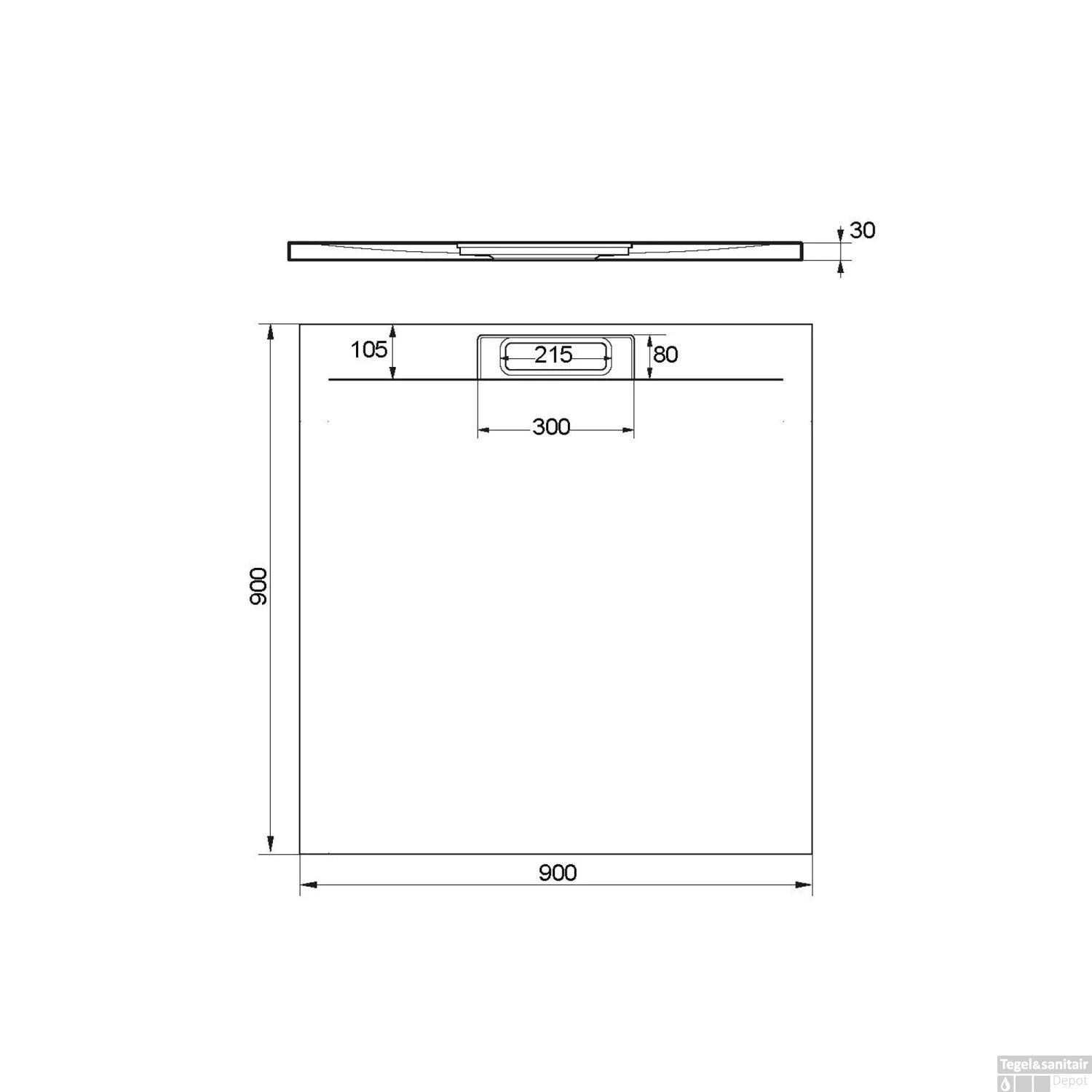 Douchebak + Sifon Vierkant Allibert Luna Carre Mat Groen Korstmos - Afbeelding 2