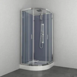 Douchecabine Allibert Everest 225x90x90 Cm Kwartrond Hoekinstap Schuifdeuren 4mm Helder Glas