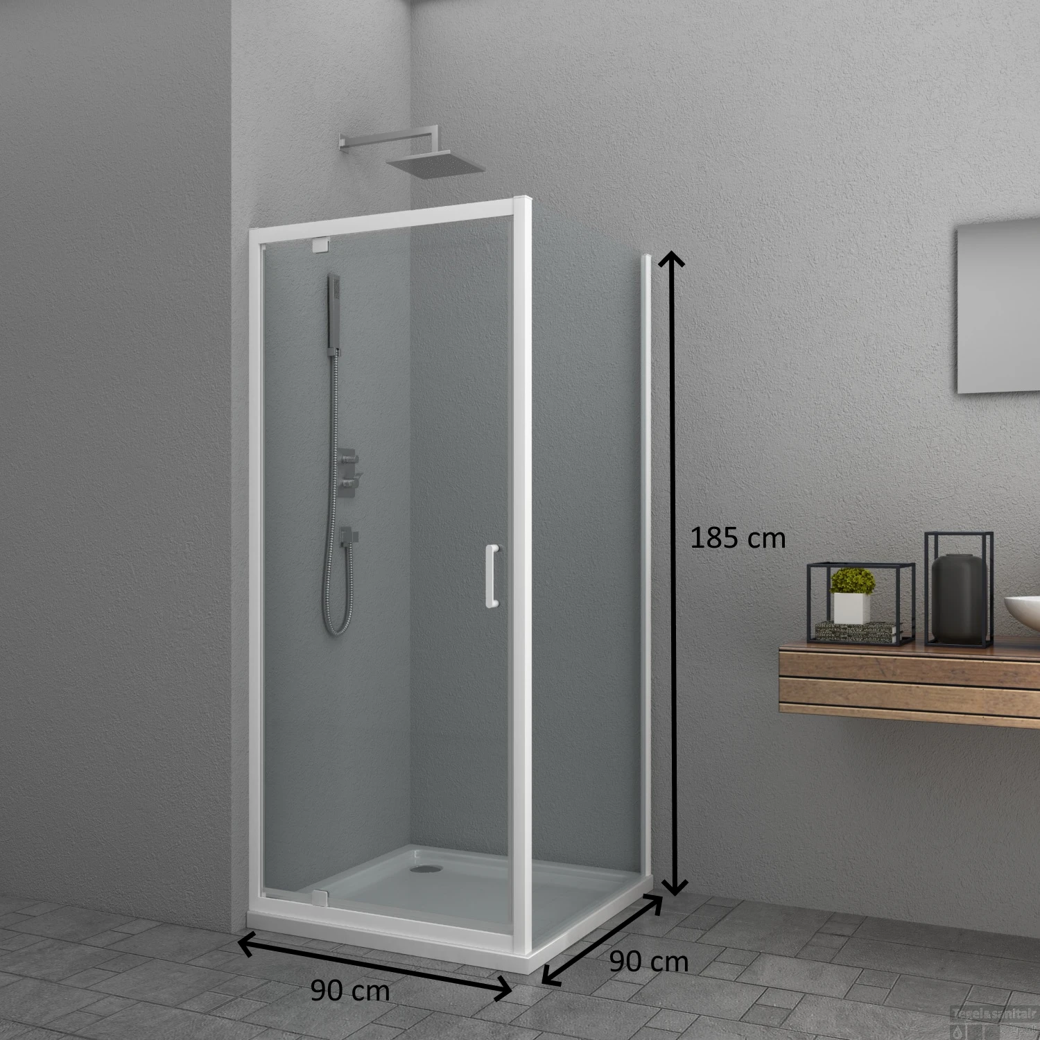 Douchecabine Allibert Happy 90x90x185 Cm 4mm Helder Glas Wit - Afbeelding 2