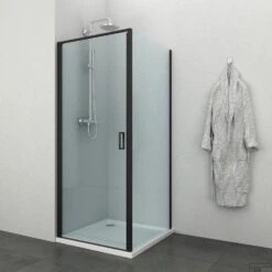 Douchecabine Allibert Loft-Game 90x90x200 Cm 8mm Gelakt Aluminium Industrieel Zwart Transparant