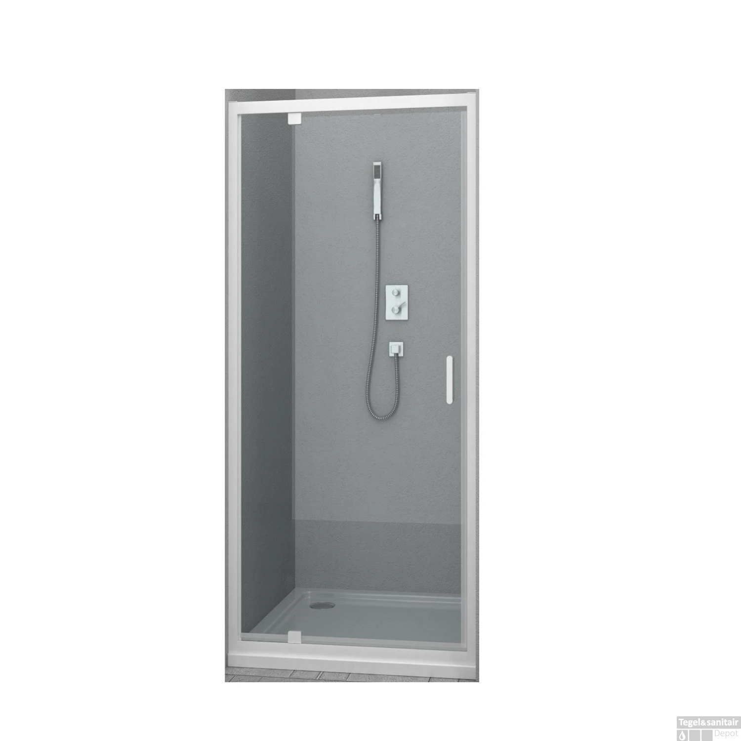 Douchedeur Allibert Happy 90x185 Cm 4mm Helder Glas Wit - Afbeelding 2