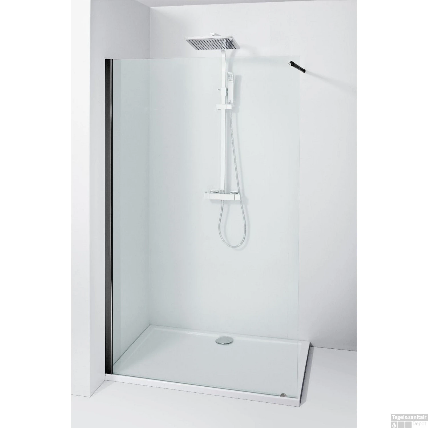 Douchewand Allibert Walk-In Lago 117-120x195 Cm Zwart - Afbeelding 2