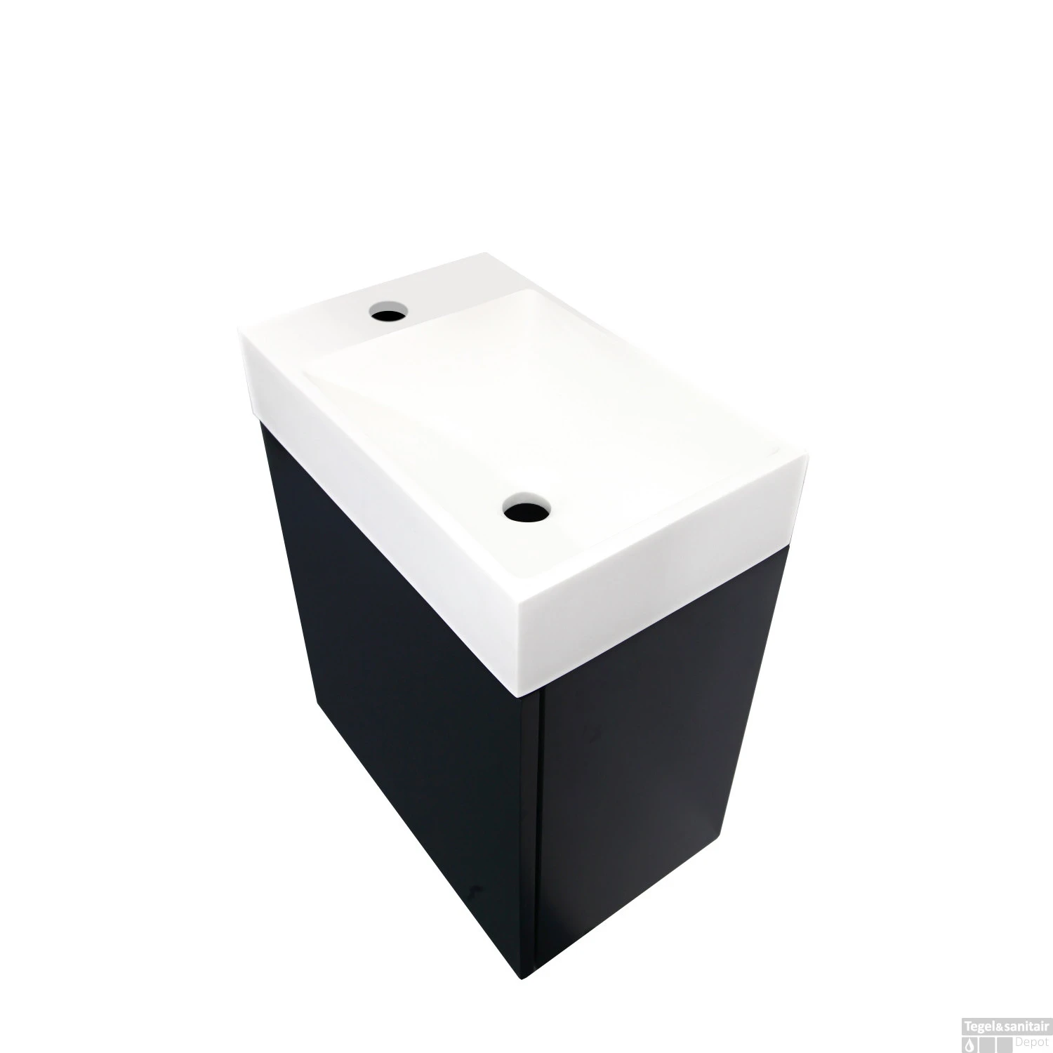 Fonteinmeubel Allibert Java Pack 1 Deur Omkeerbaar Polybeton Zwart 40x48,6x25 Cm