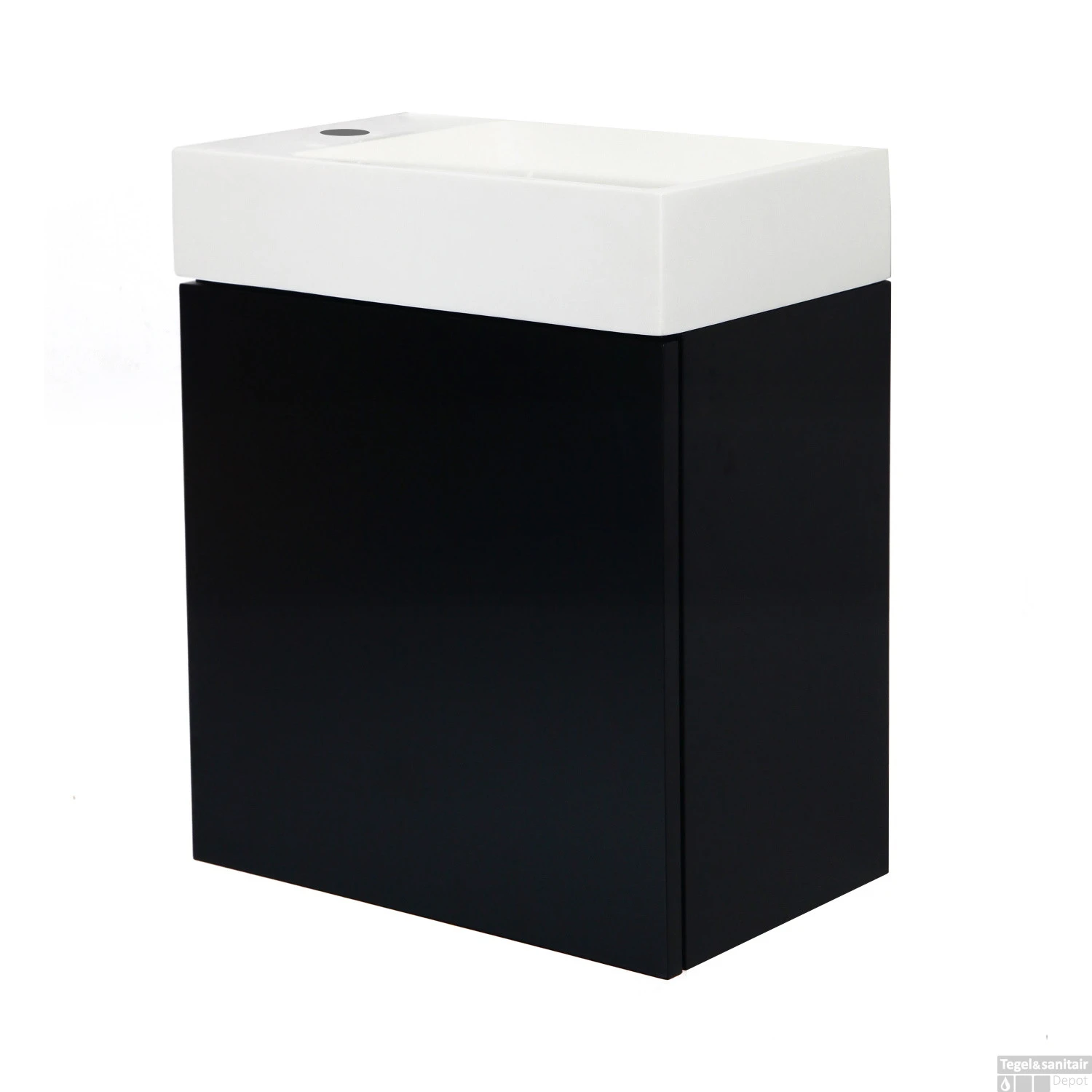 Fonteinmeubel Allibert Java Pack 1 Deur Omkeerbaar Polybeton Zwart 40x48,6x25 Cm - Afbeelding 2