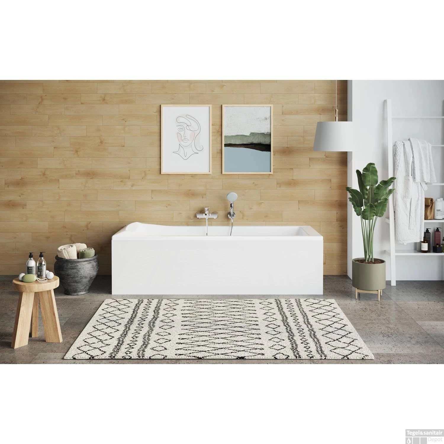 Ligbad Allibert Aero Confort Rechthoekig Bad 180x80x52 Cm Incl. Afvoerdeksel En Poten - Afbeelding 3