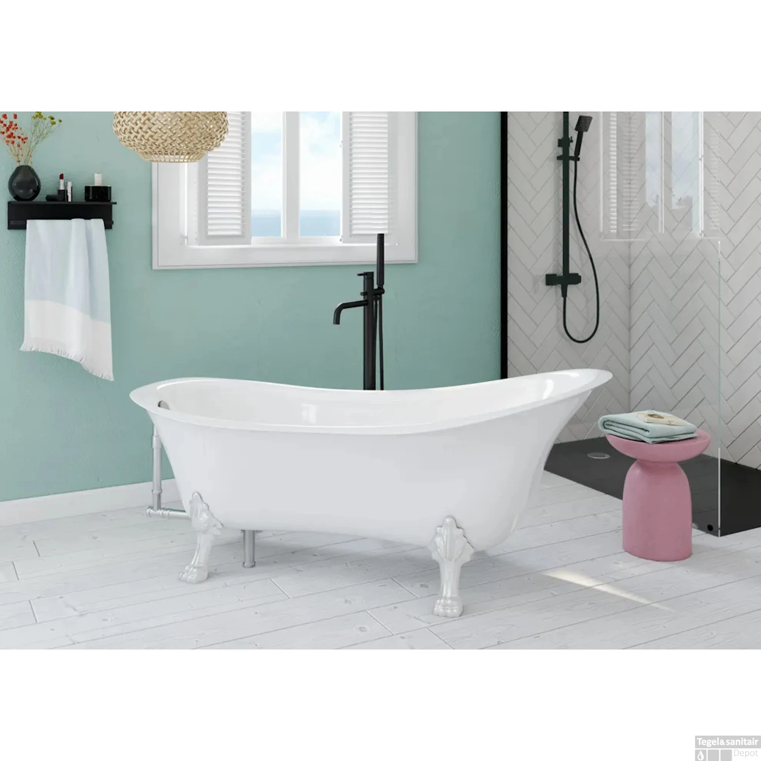 Ligbad Allibert Kara Met Leeuwenpoten Wit 175x71x77 Cm Wit - Afbeelding 3