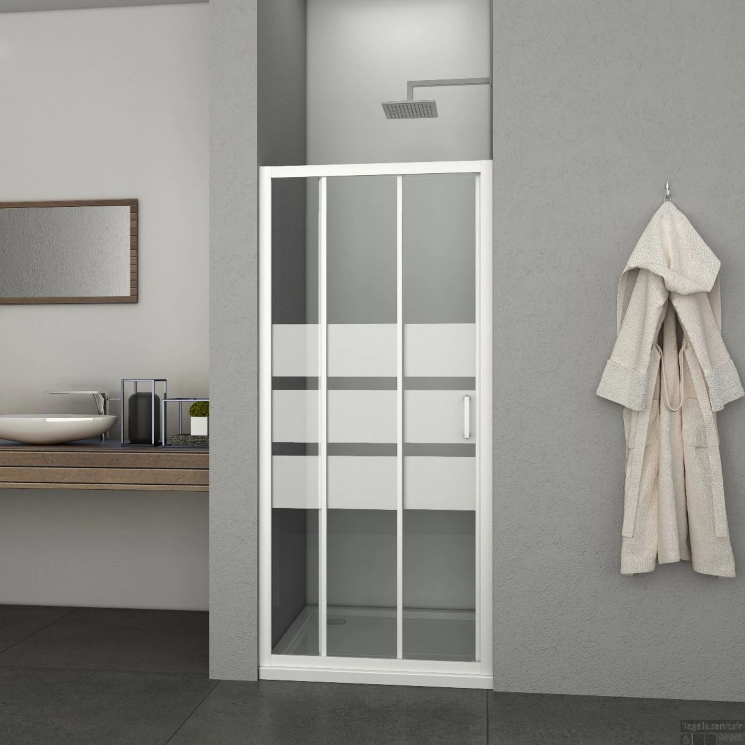 Nisdeur Allibert Happy Frontale Instap 3 Delen 89-91x185 Cm Horizontaal Gelijnd Wit