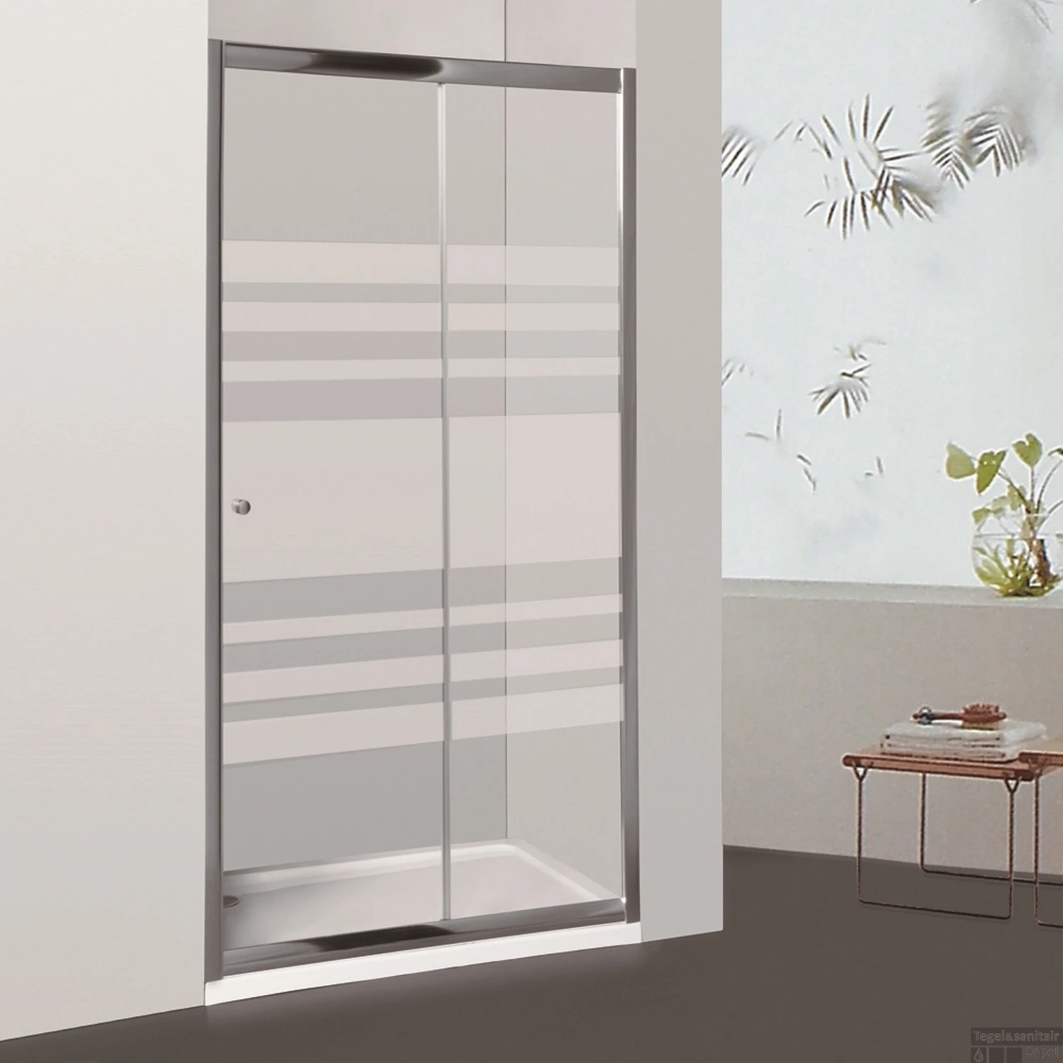 Nisdeur Allibert Priva Schuifdeur 130x190cm Met Horizontale Lijnen 6mm Antikalk