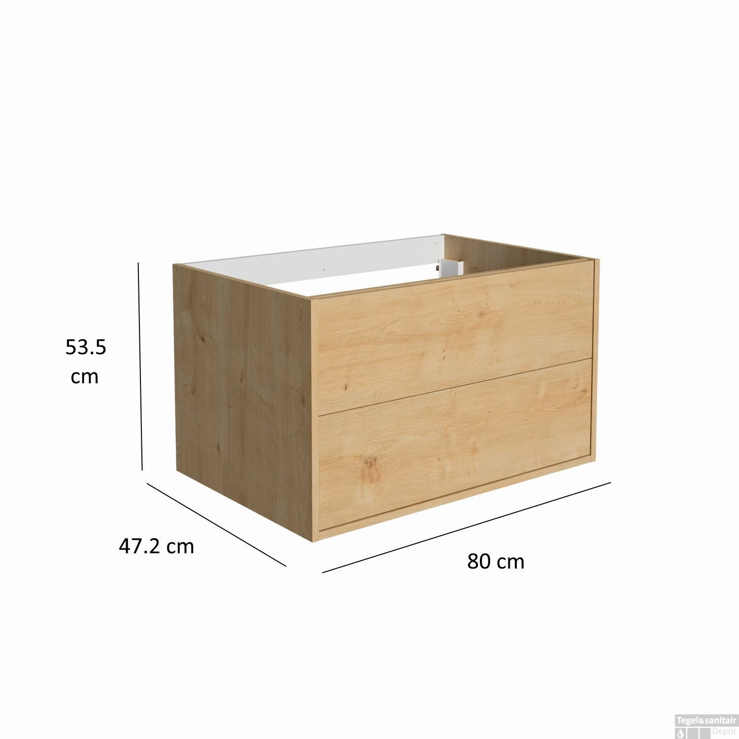 Onderkast Allibert Marny 80x53,5x47,2 Cm Eik Arlington (wastafel Optioneel) - Afbeelding 2