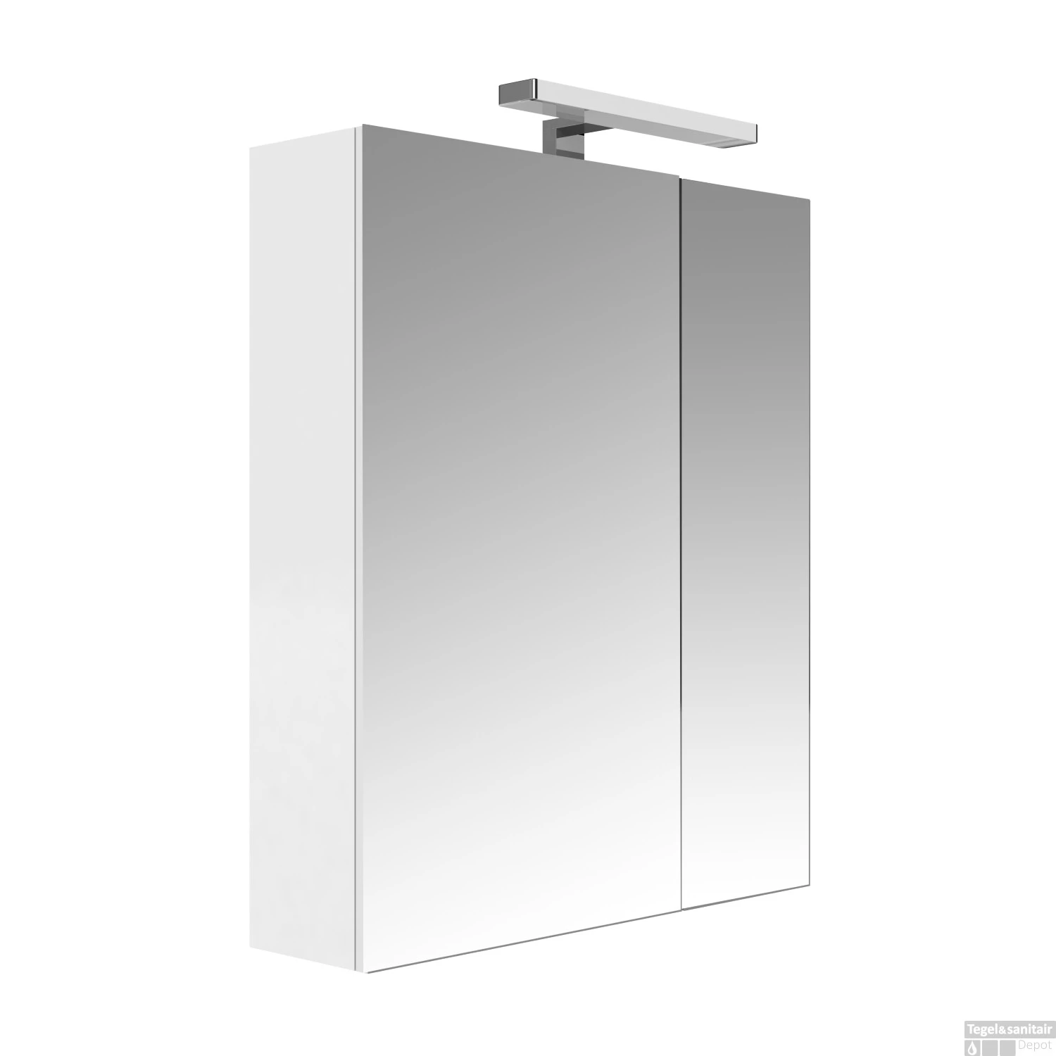 Spiegelkast Allibert Juno LED Verlichting NL Stopcontact 60x75.2x16cm Softclose Deuren Glans Wit - Afbeelding 2