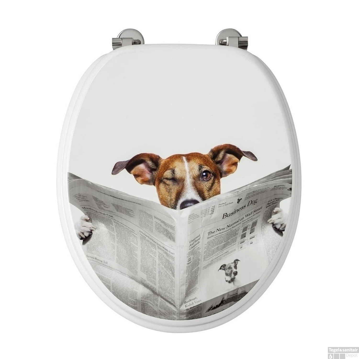 Toiletzitting Allibert Decor Business Dog 37,3x5,6x44,8 Cm MDF Inox Scharnieren - Afbeelding 2