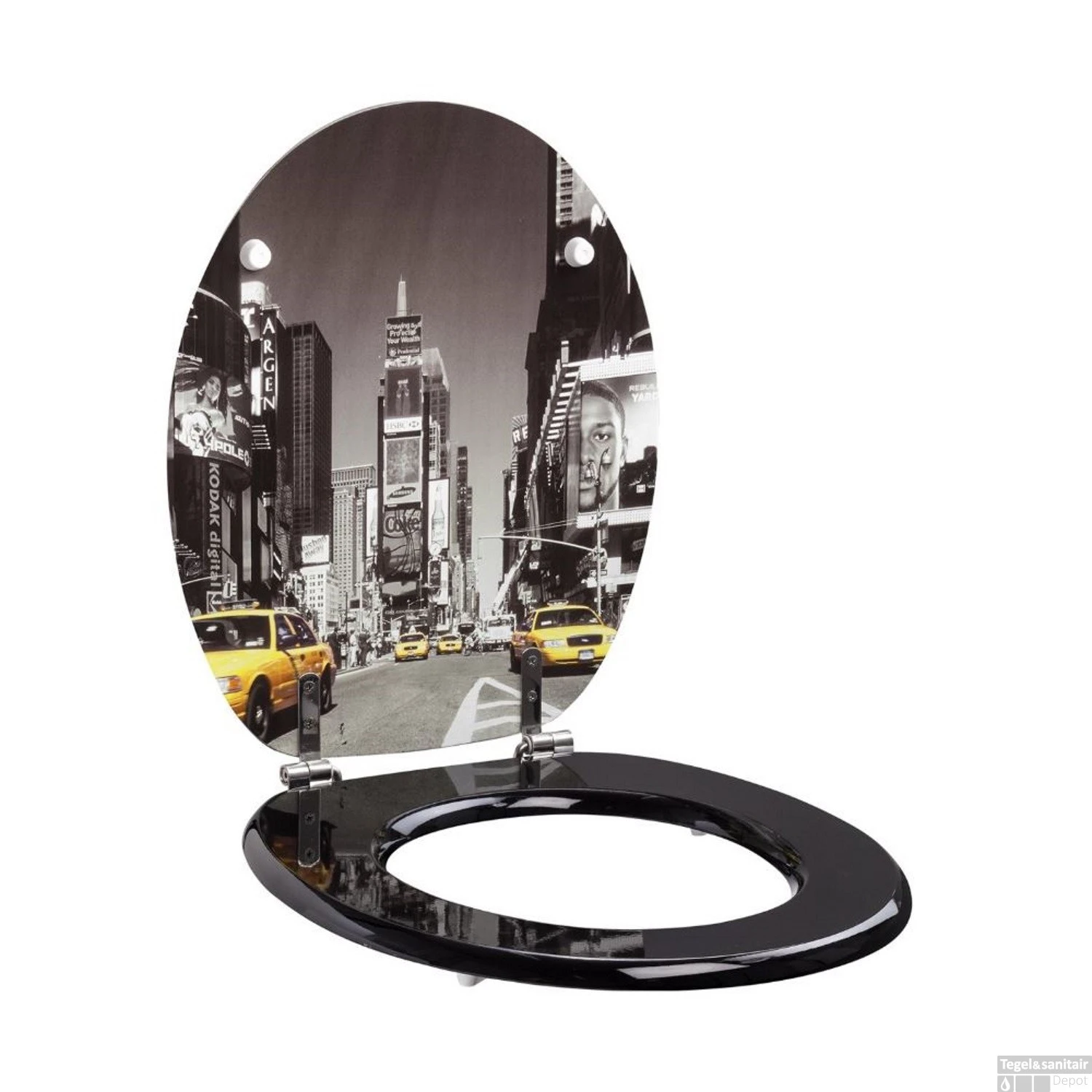 Toiletzitting Allibert Decor New York 37,3x5,6x44,8 Cm MDF Inox Scharnieren