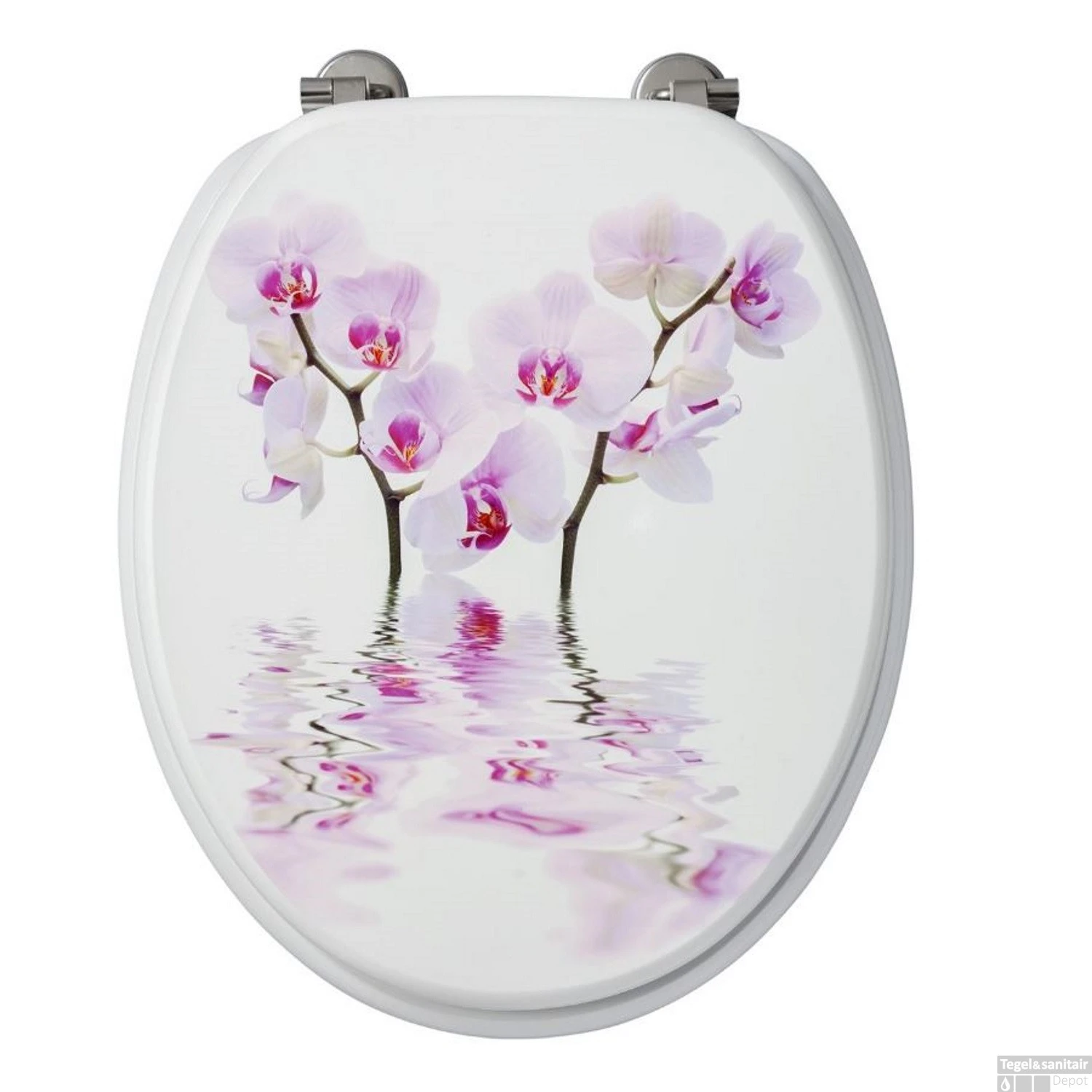 Toiletzitting Allibert Decor Orchidee 37,3x5,6x44,8 Cm MDF Inox Scharnieren - Afbeelding 2