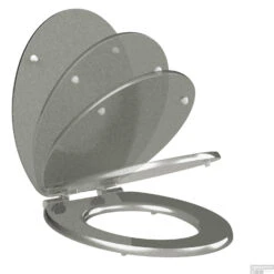 Toiletzitting Allibert Silver Geperst Hout Soft Close Zilver