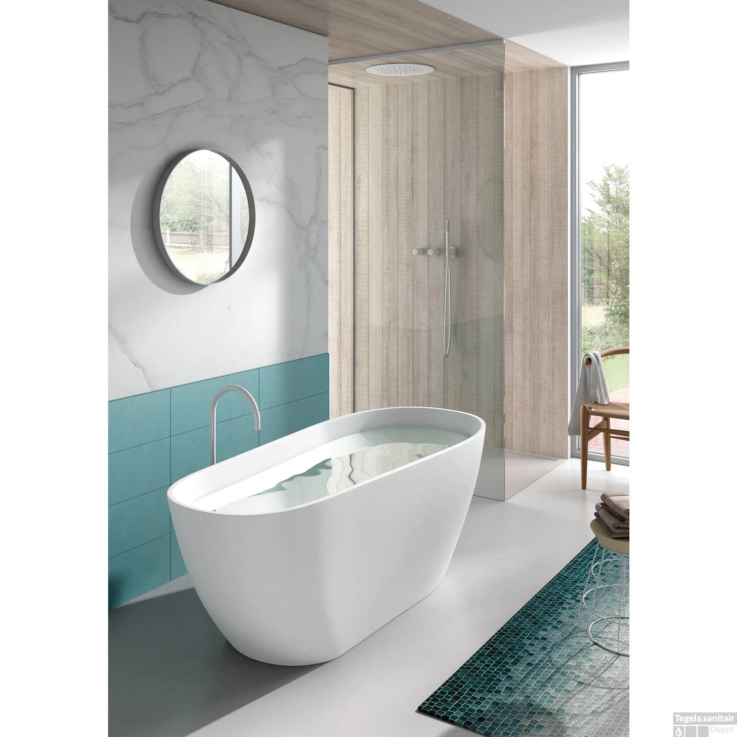 Vrijstaand Ligbad Allibert Galena 170x70x60 Cm Langwerpig Mat Wit - Afbeelding 2