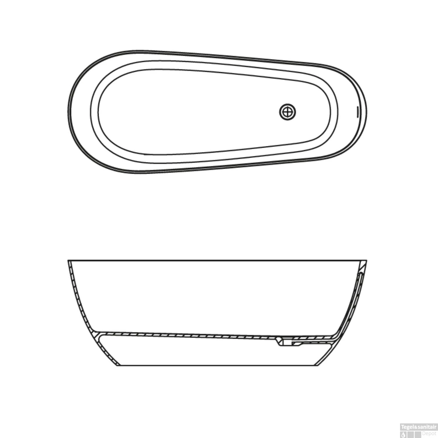 Vrijstaand Ligbad Allibert Galena 170x70x60 Cm Langwerpig Mat Wit - Afbeelding 4