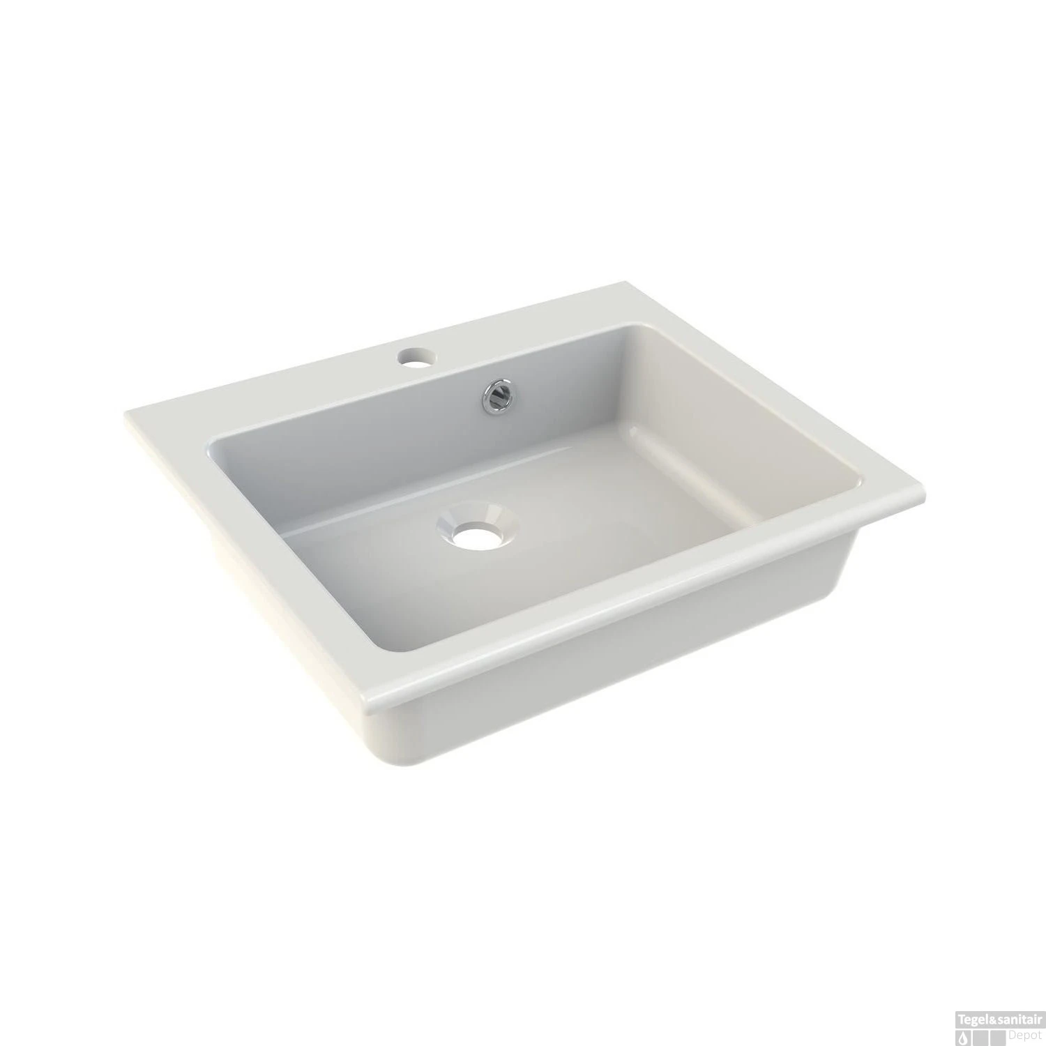 Waskom Inbouw Allibert Kianja 50x40x1,4 Cm Polybeton Hoogglans Wit