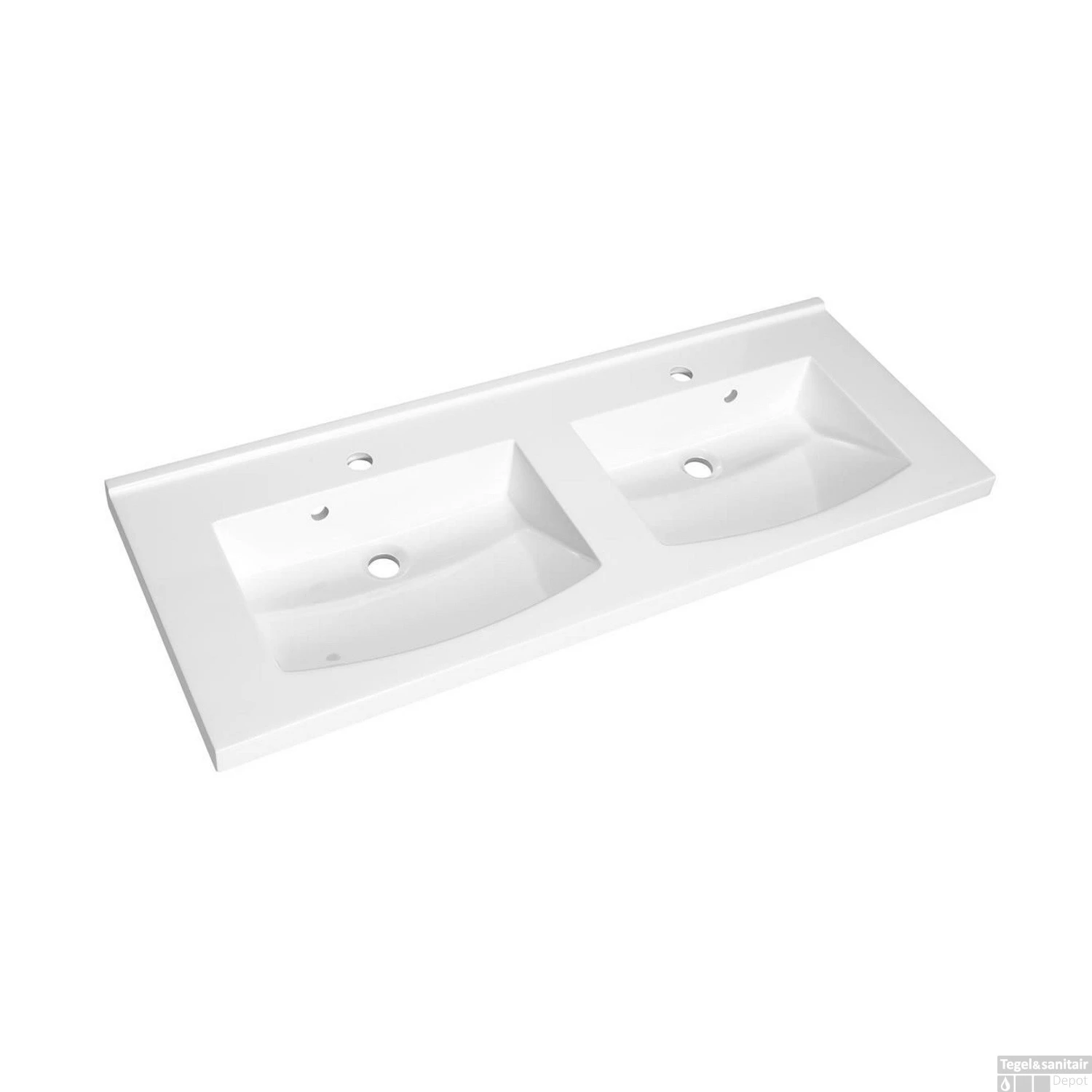 Wastafel Allibert Flex 120x46,2x4 Cm Met Kraangaten Polybeton Glanzend Wit