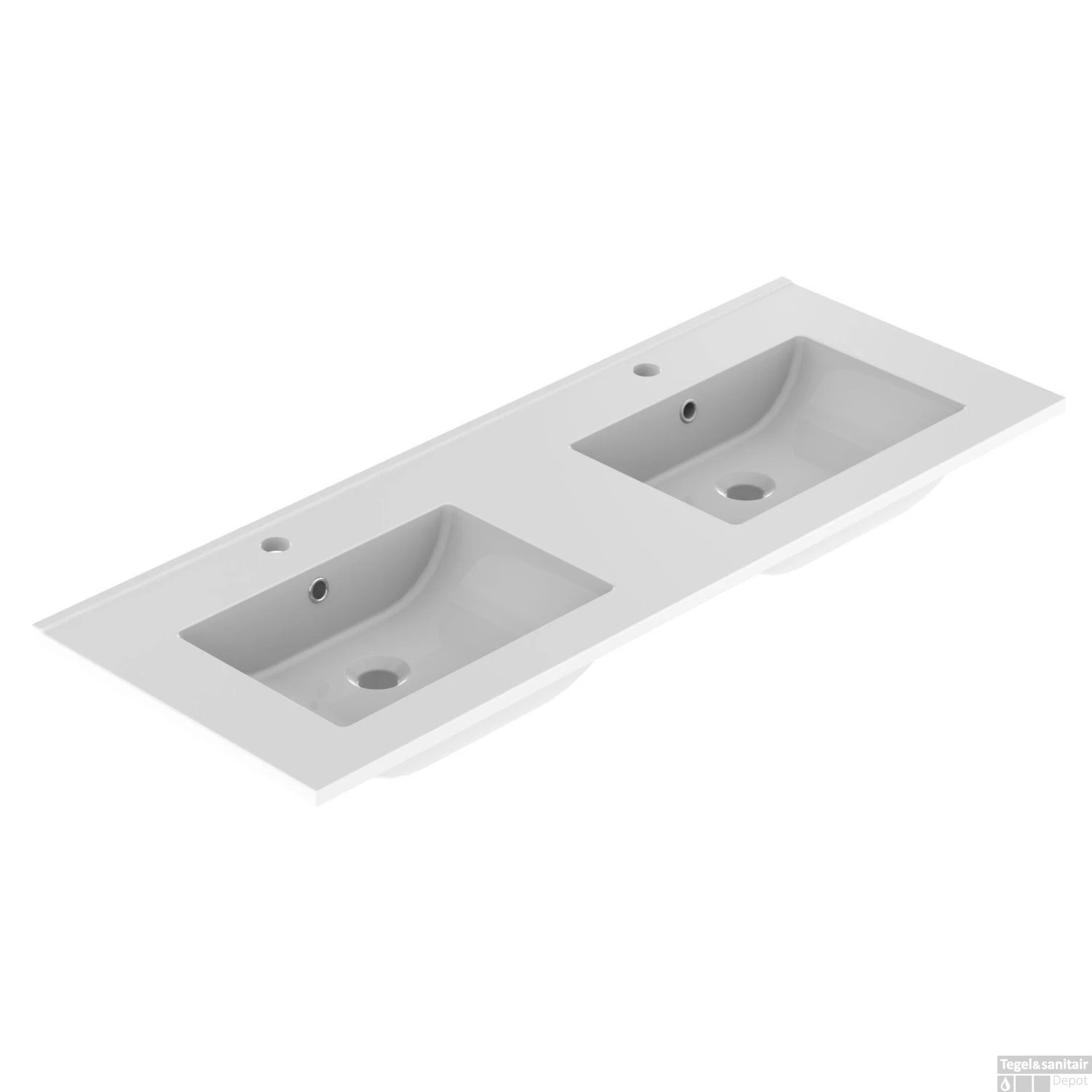 Wastafel Allibert Primo 120,5x1,8x46,2 Cm Dubbel Glanzend Wit