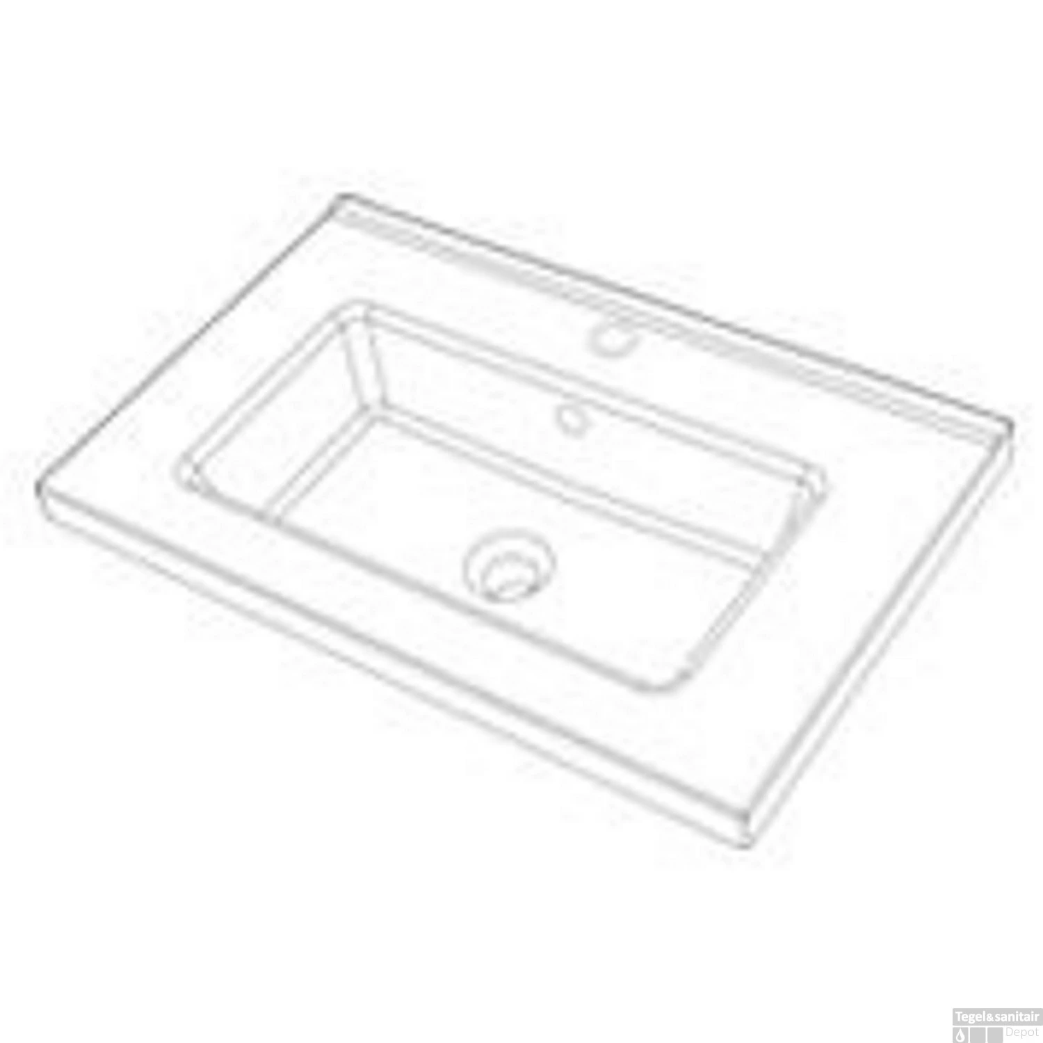 Wastafel Allibert Small Porselein 81x39x3,5 Cm Wit - Afbeelding 2